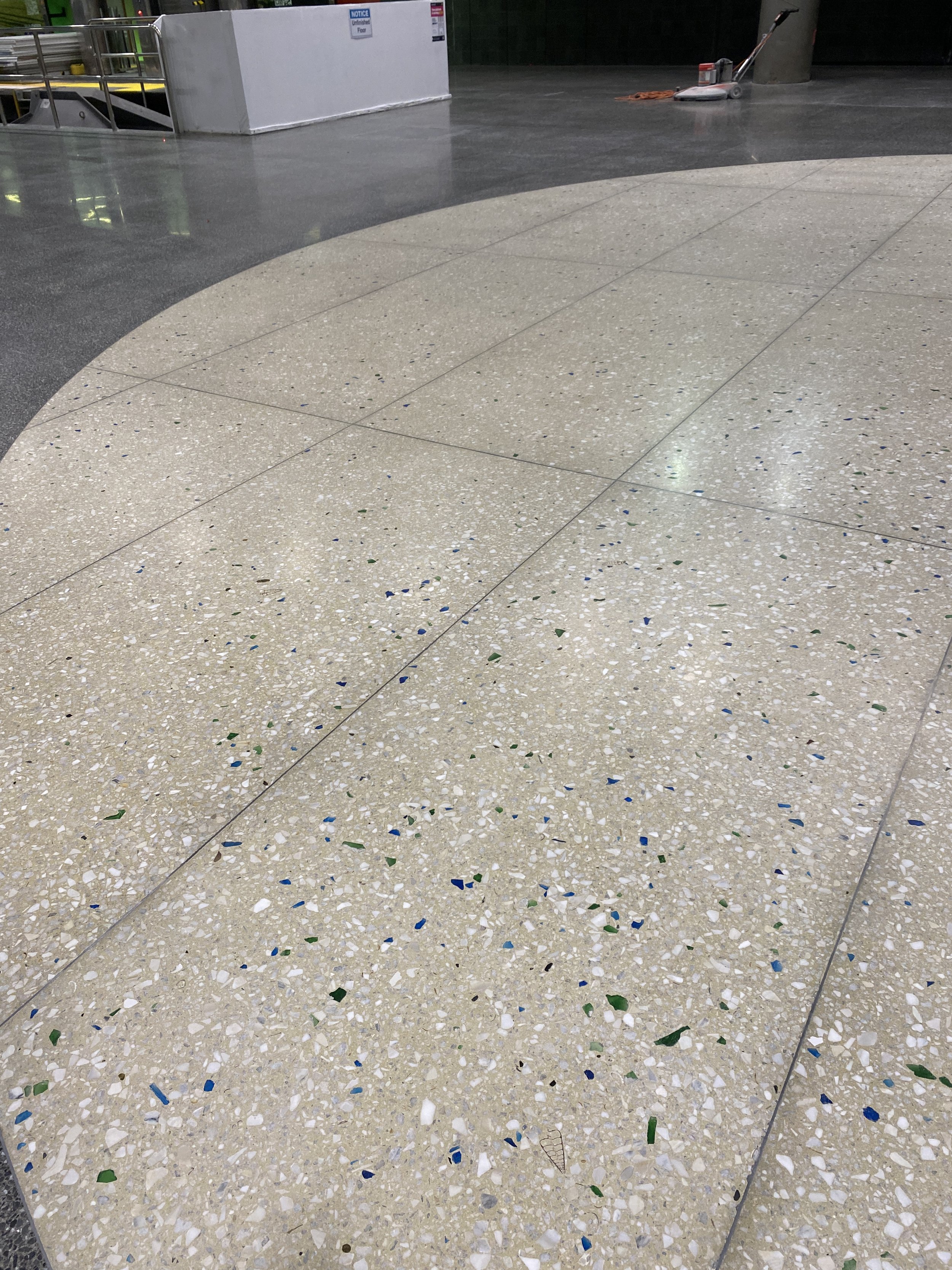 Britomart Train Station Lower platform Insitu Terrazzo creamy inset