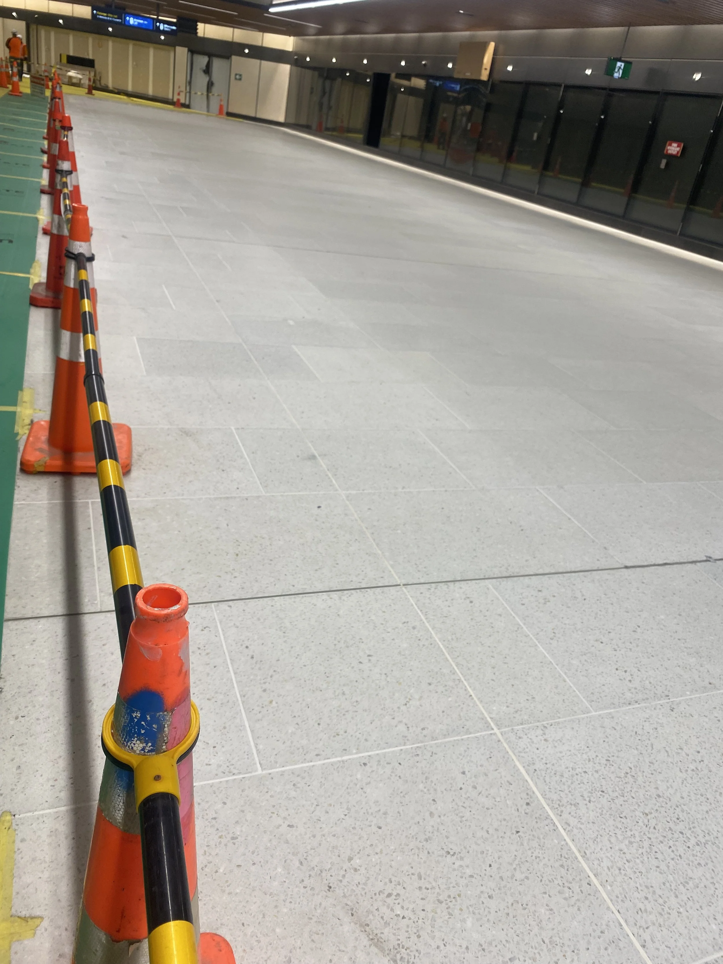 White 600 x 900 x 30mm Terrazzo pavers Te Waihorotiu Train staions