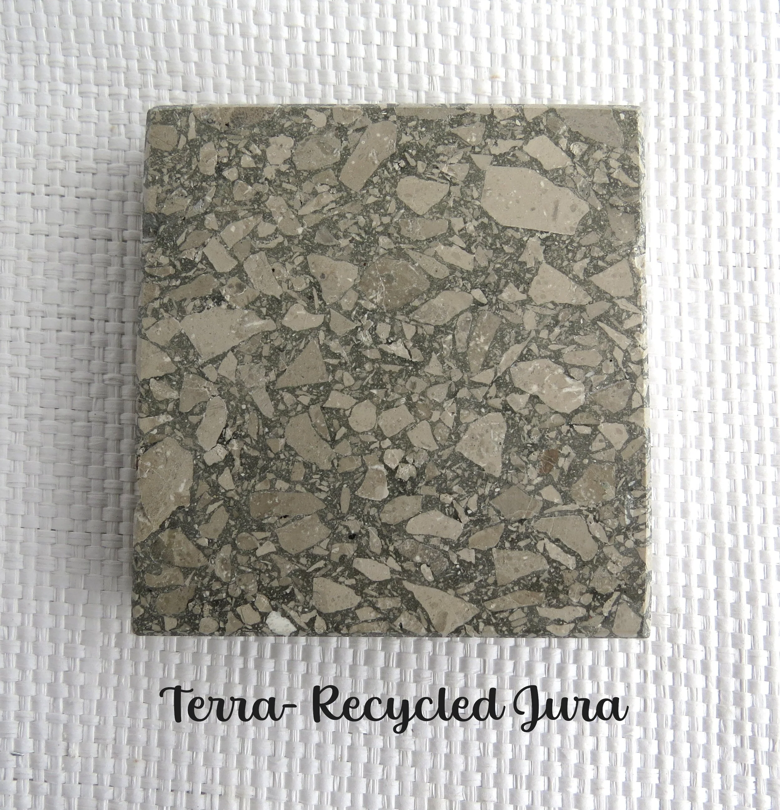 TERRA Tile- Earthy Tones, connecting us to the land and all the memories it holds. Recycled Jura in a Gray base