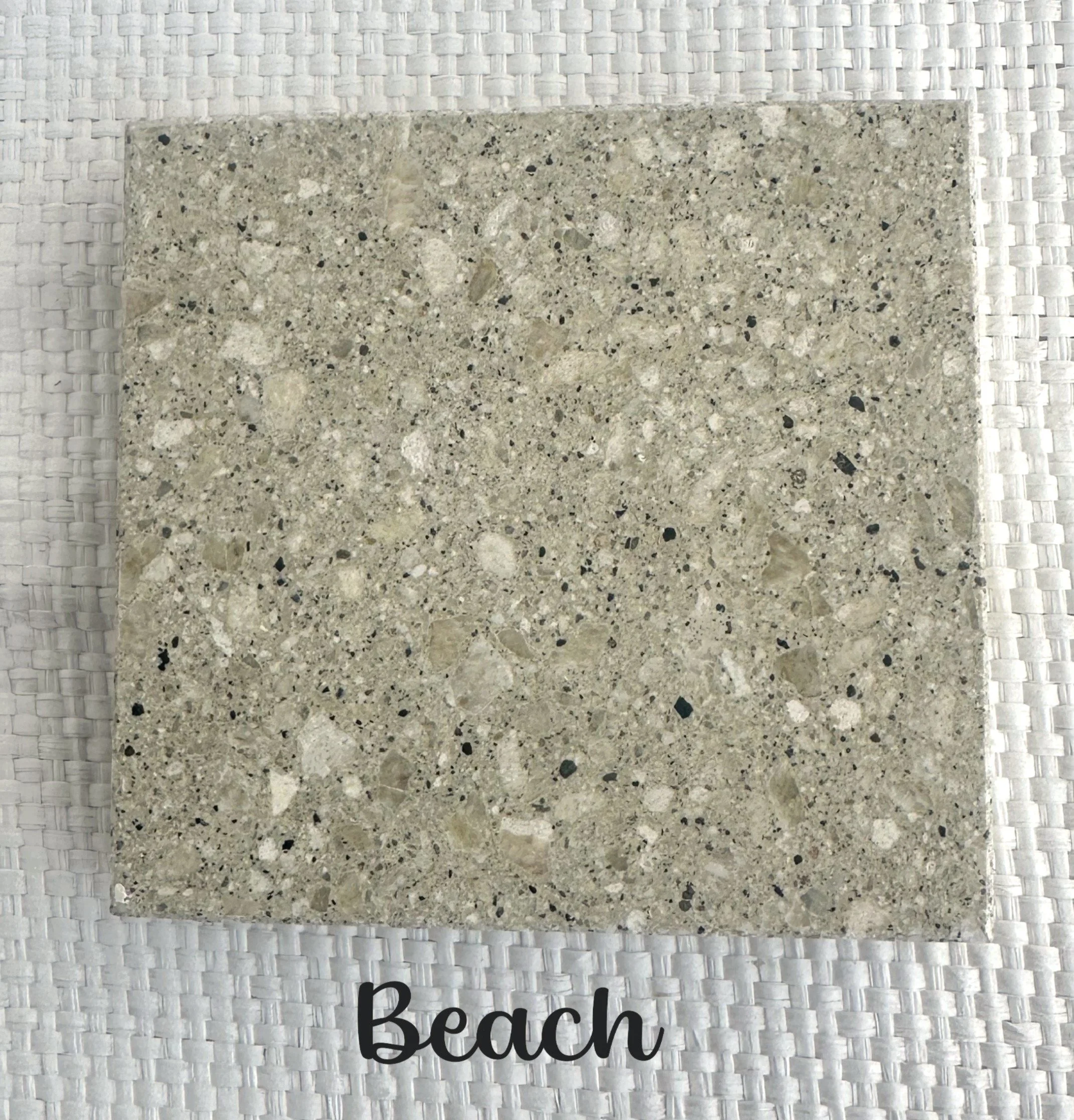 BEACH- We love the beach, the sandy colour brings a smile , as we think of fun, sea, summer vibes. NZ sourced small aggregate in a sandy coloured base. 