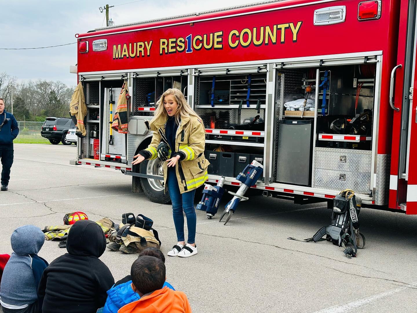 Speaking to elementary students with Maury County Fire Department today was so moving. The horrific shooting yesterday was front of mind this morning as we walked through the front doors of Joseph Brown Elementary. Sharing smiles and giggles with the