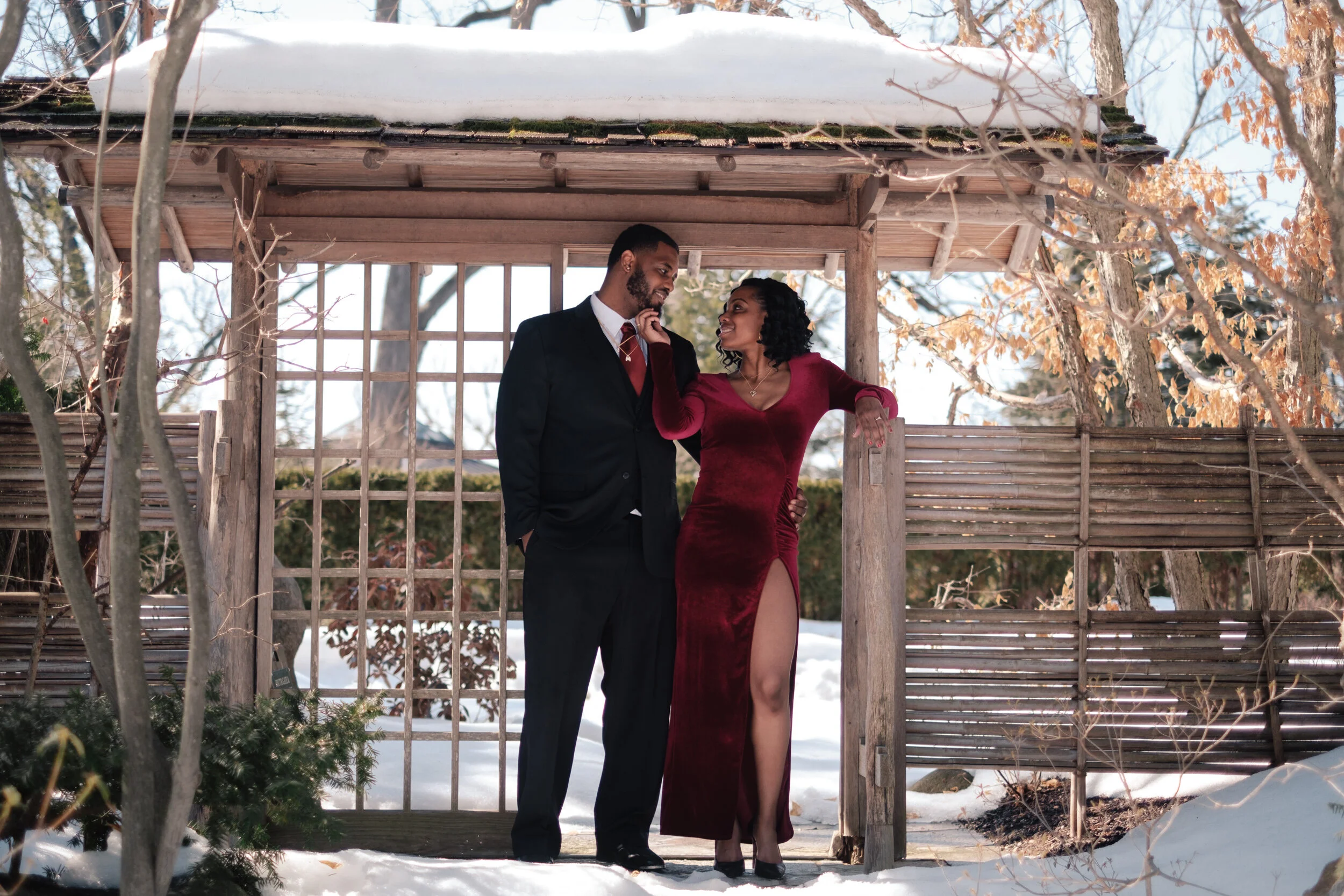 Snowy Engagement Session at Anderson Gardens Rockford, IL