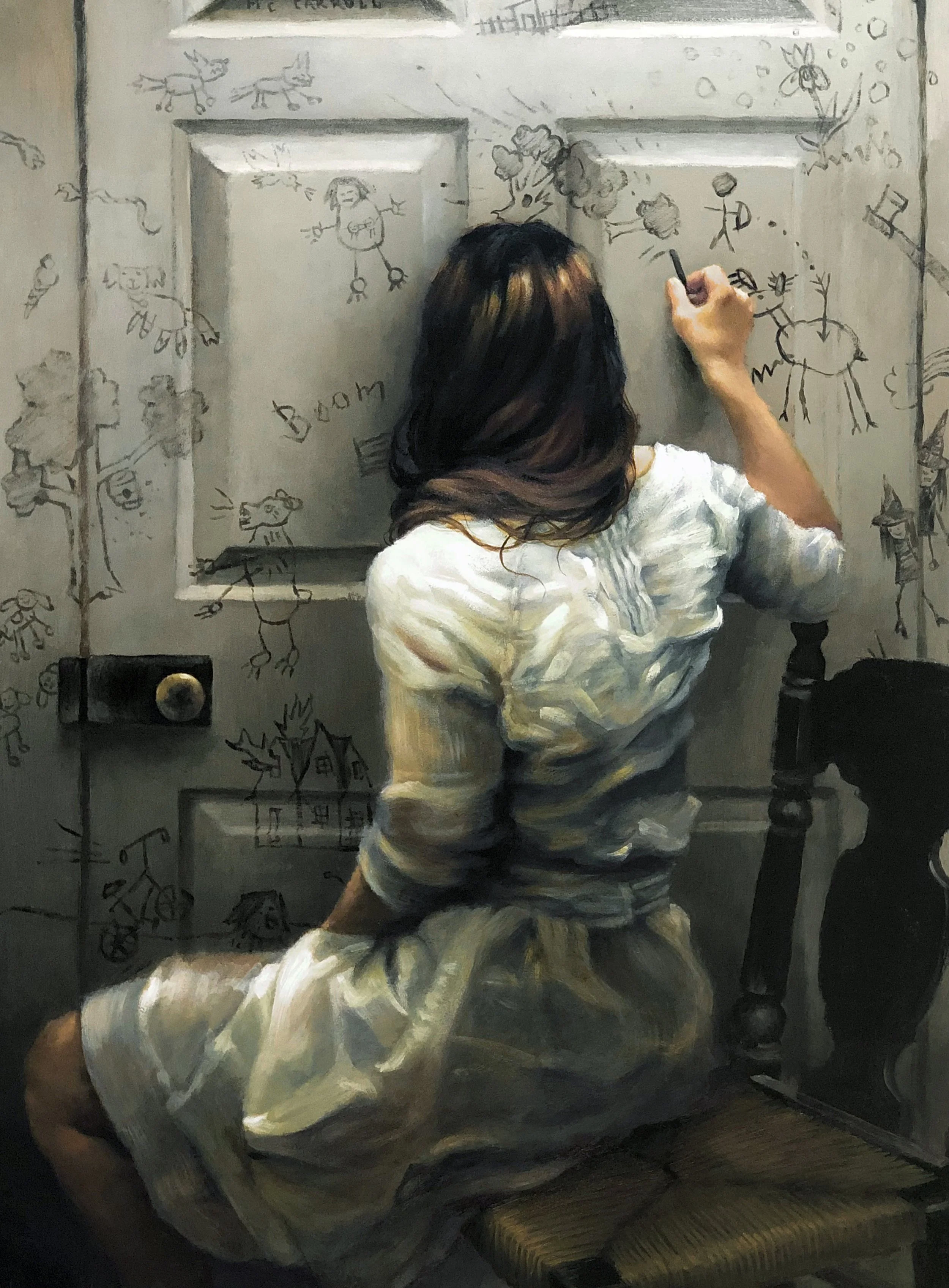 Self Portrait with Memory, Acrylic on panel, 24 x 18 inches.jpg