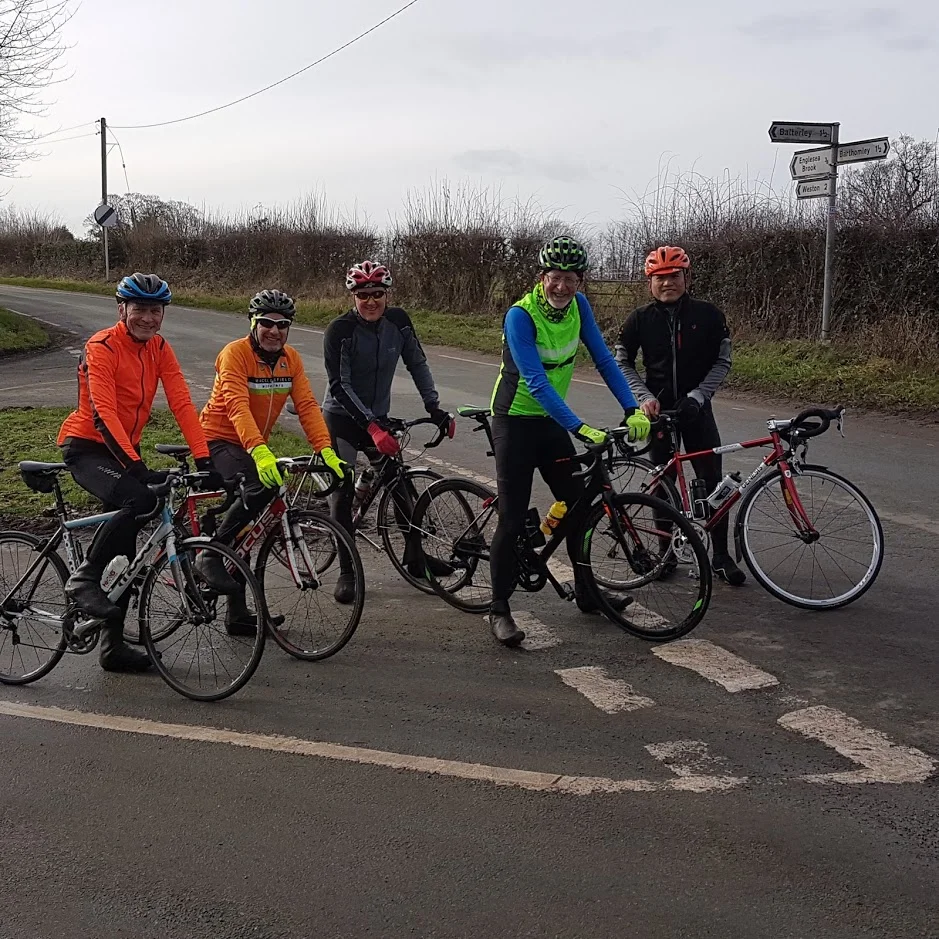 Dave, Pete, Mike, Dave, Mike. Off pic: Dave, ‘ that’s enough Daves!‘ - Ed, and welcome to the Wheelers to Amanda .