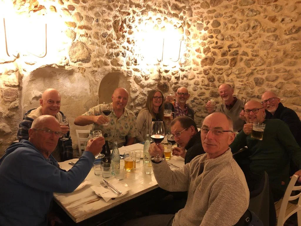 Enjoying “end of camp” beer and pizzas