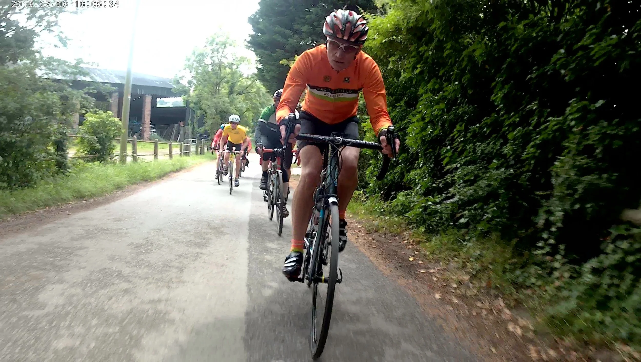 Nigel setting the pace on the climb up from the River Weaver