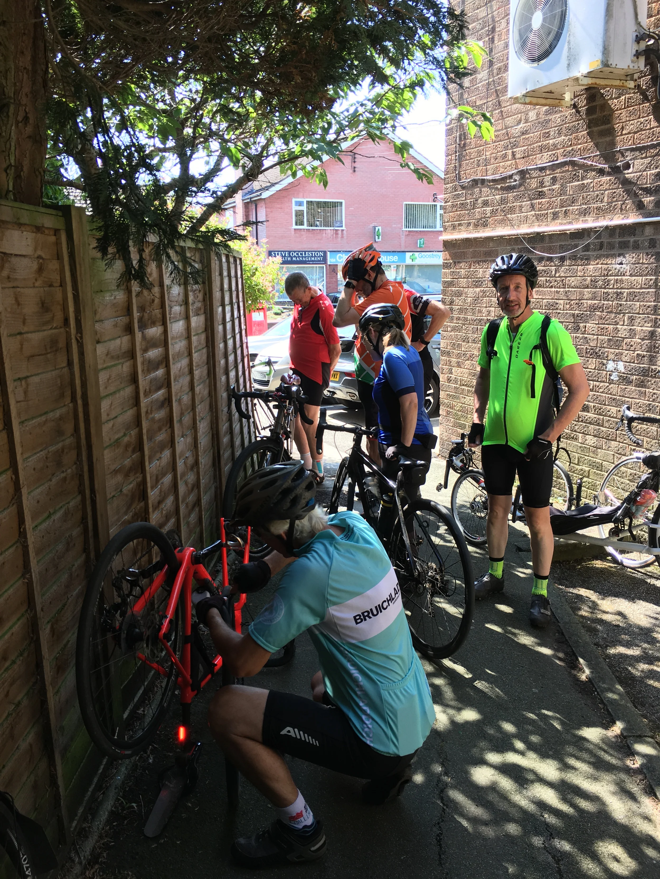 Simon’s bike attracted attention from those in the know. Note the recumbent in the background.