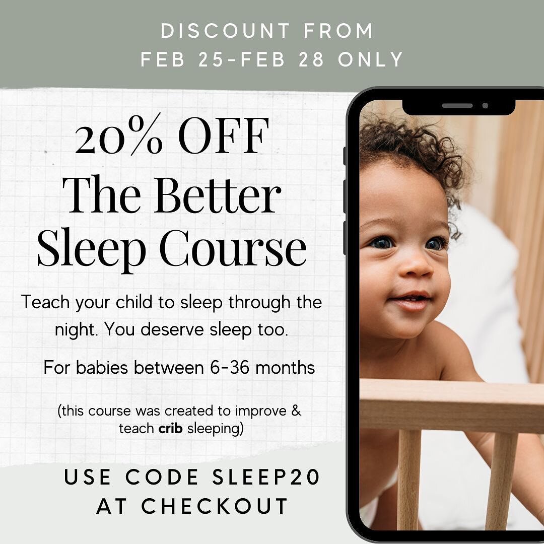 To continue celebrating LBSC turning 4, please use code SLEEP20 for 20% off The Better Sleep Course from Feb 25-Feb28 ONLY💤💤💤The best time to start sleep training was YESTERDAY!
⠀⠀⠀⠀⠀⠀⠀⠀⠀
This is for children between 6-36 months, where crib sleepi