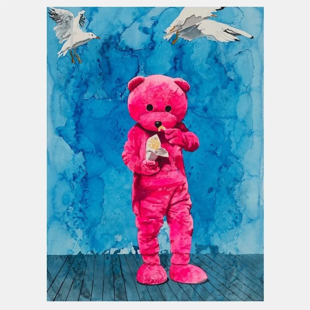 The iconic series depicts a pink bear by LUAP brought to life and placed in the real world, acting as a metaphor for discovery and exploration.