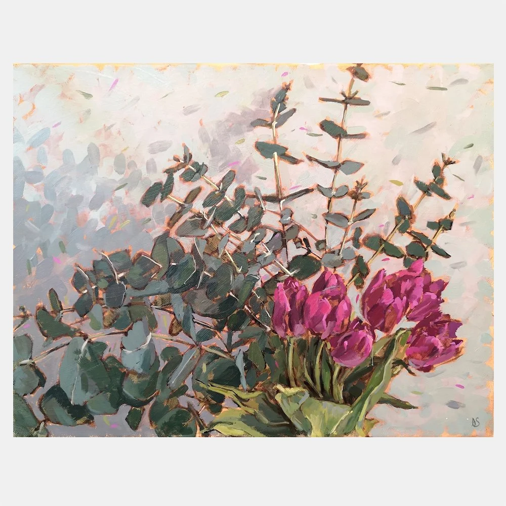 Eucalyptus with Tulips