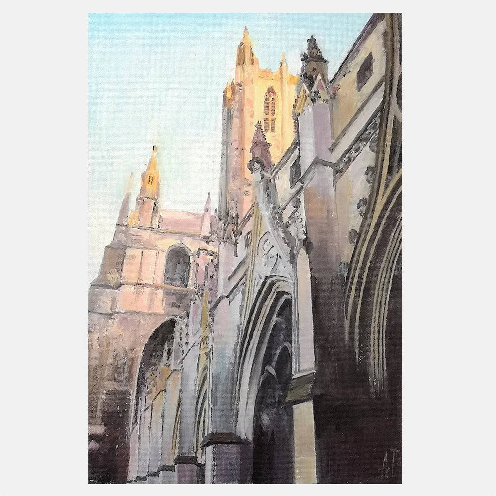 Northern Cloister with Sunlit Bell Tower