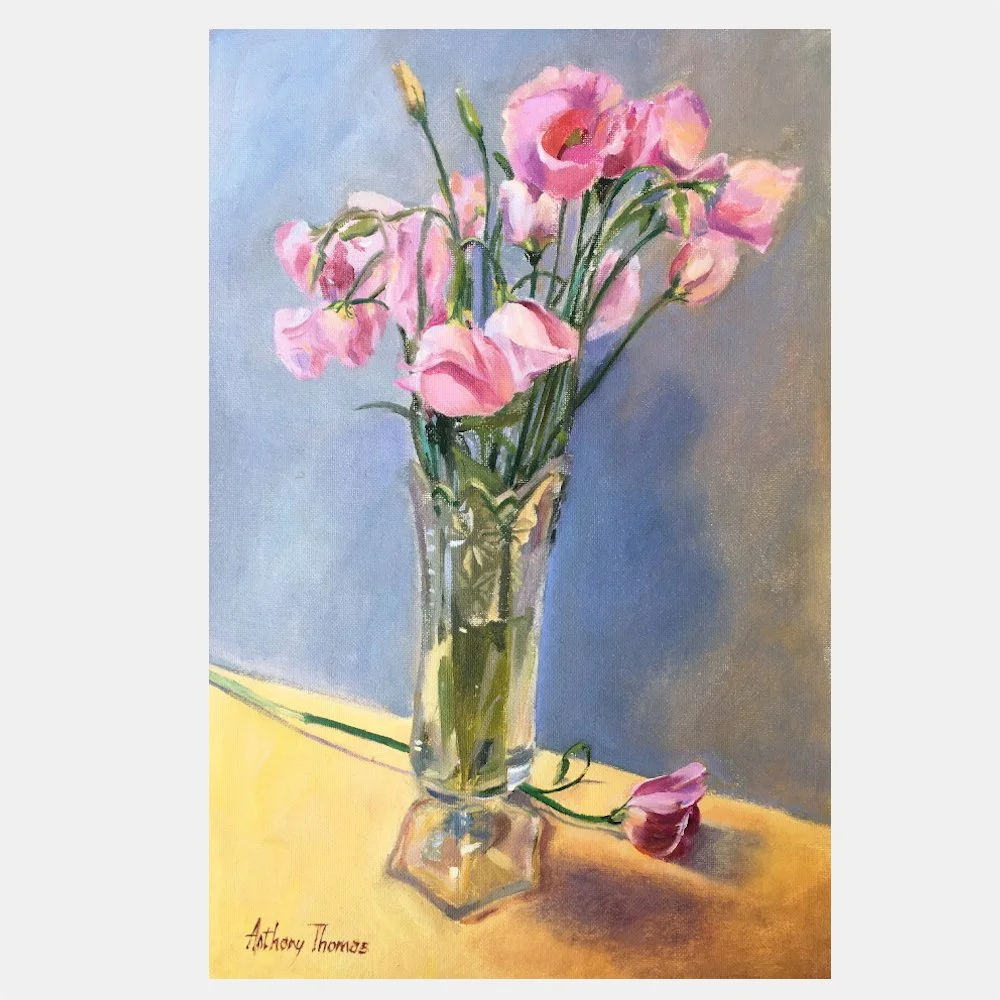 Pink Flowers in a Glass Vase