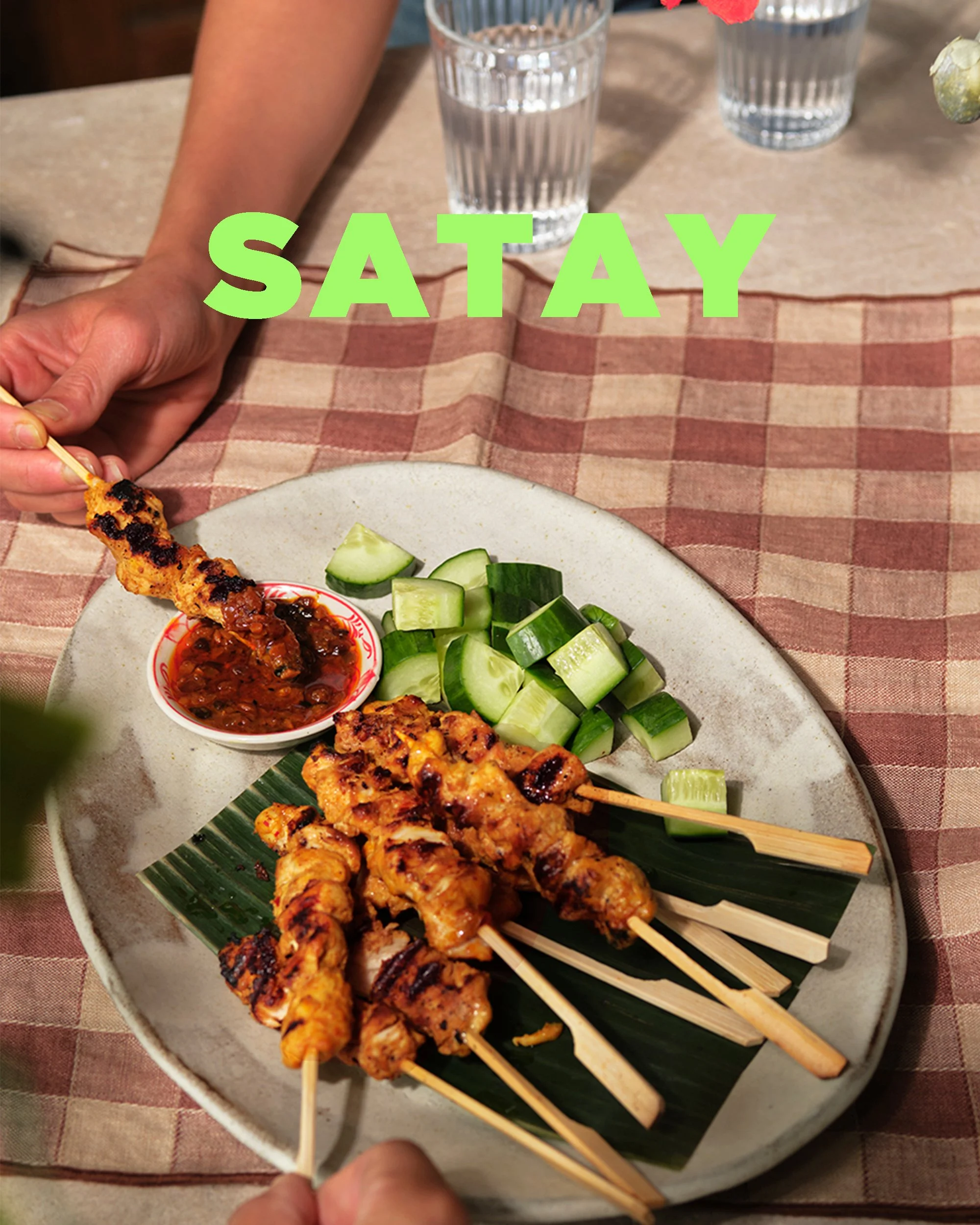 Satay Chicken/ Oyster Myshrooms with Peanut Sauce