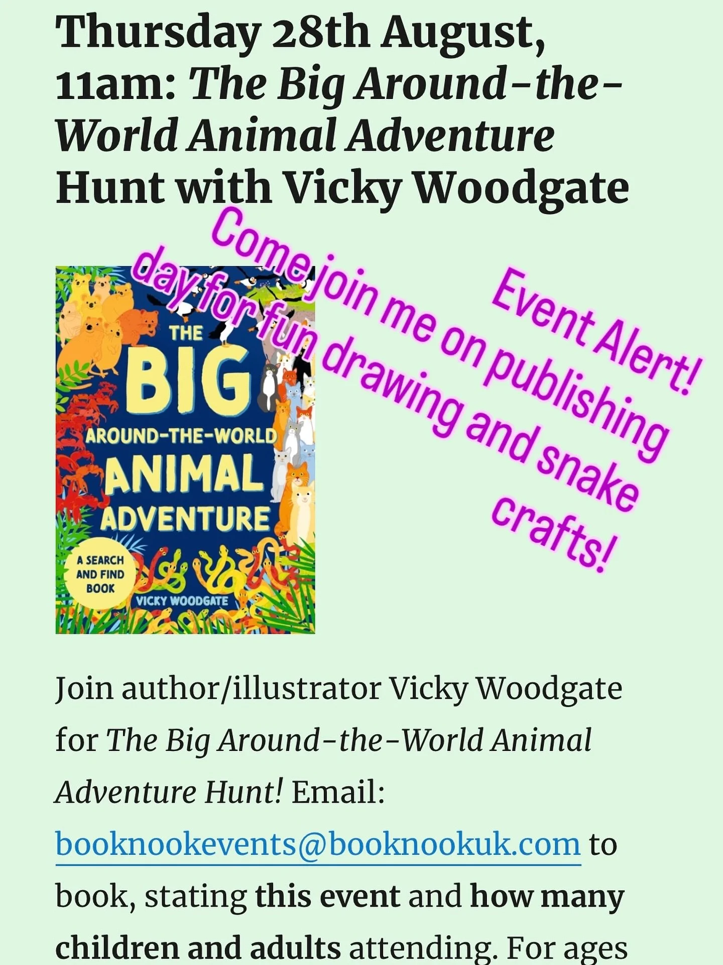 Event Alert - come join me! 28th August 11am at Book Nook in Hove