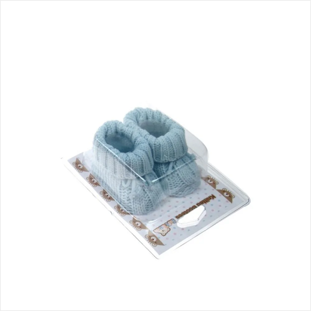 Aran Knitted Bootees Blue