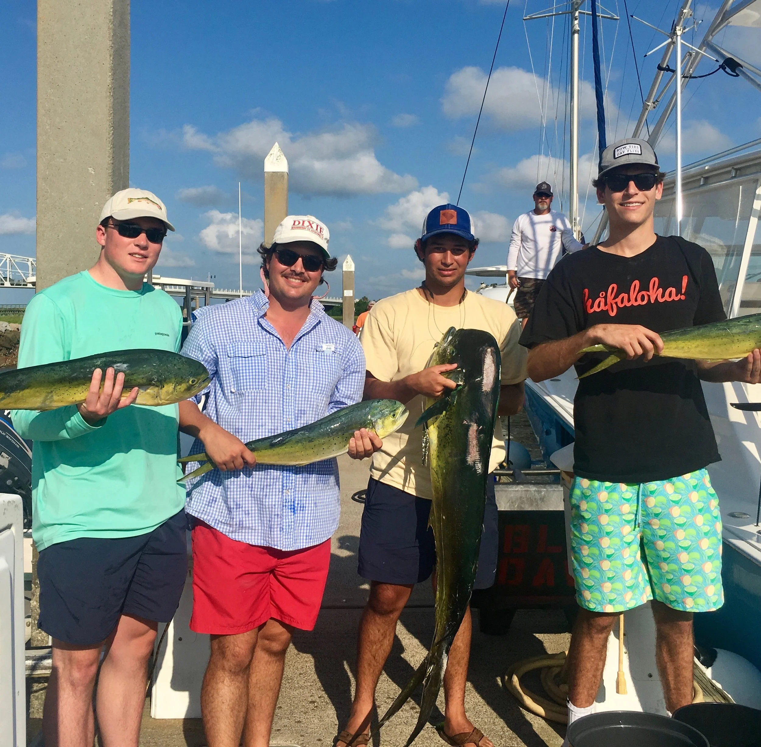 college buddies with their catch