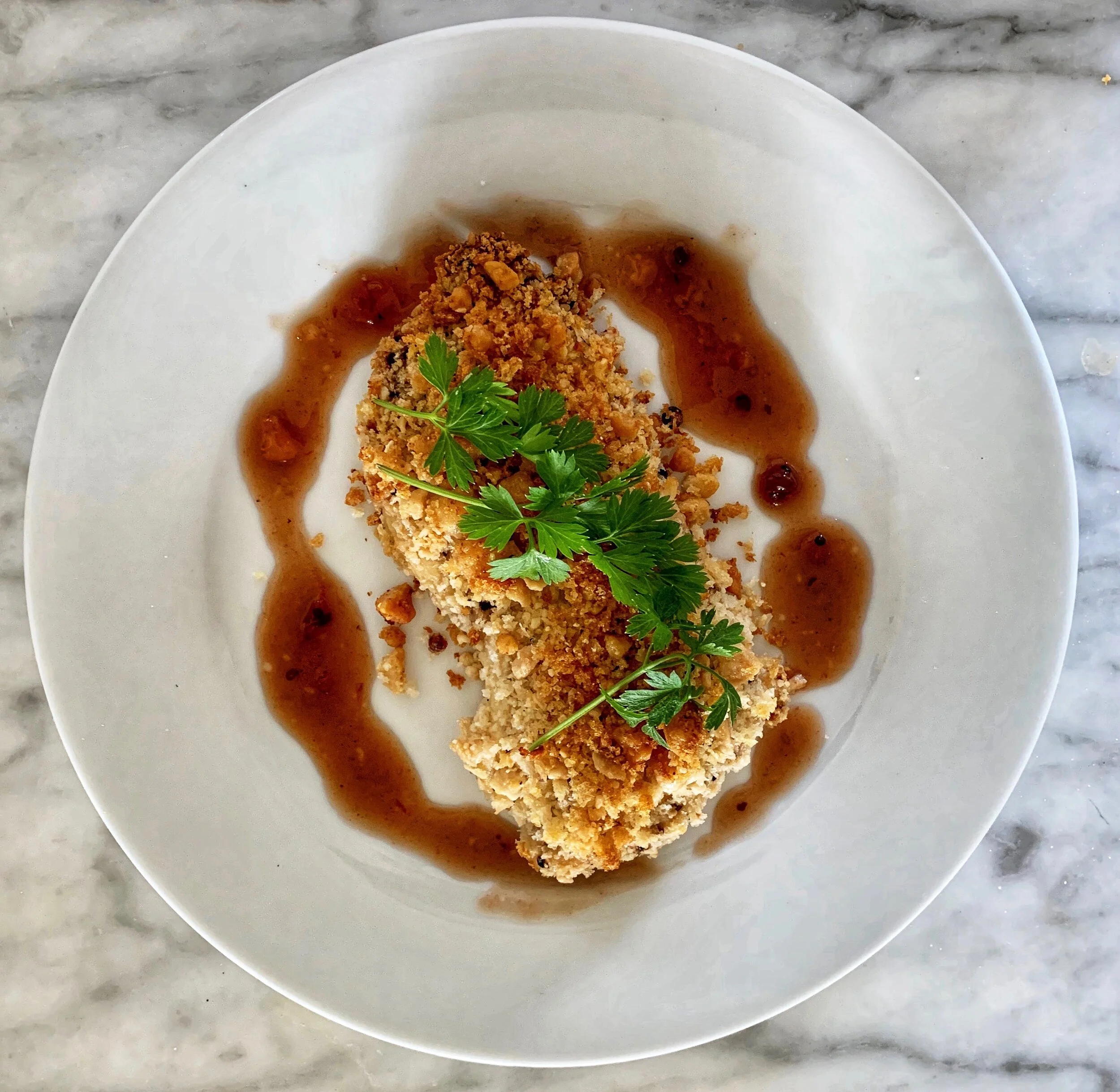 PARMESAN ENCRUSTED CHICKEN WITH CUMBERLAND SAUCE