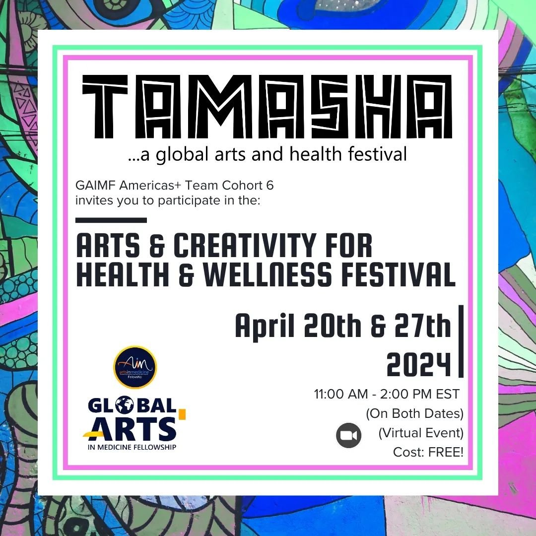 Get ready for Tamasha April 15- April 28 all around the world. Check the @gaimf_tamasha profile for all events.

tamasha. / (təˈmɑːʃə) / noun. (Swahili/India) Meaning festival/show.

I am so very pleased to share the GAIMF Americas+ Team Cohort's con