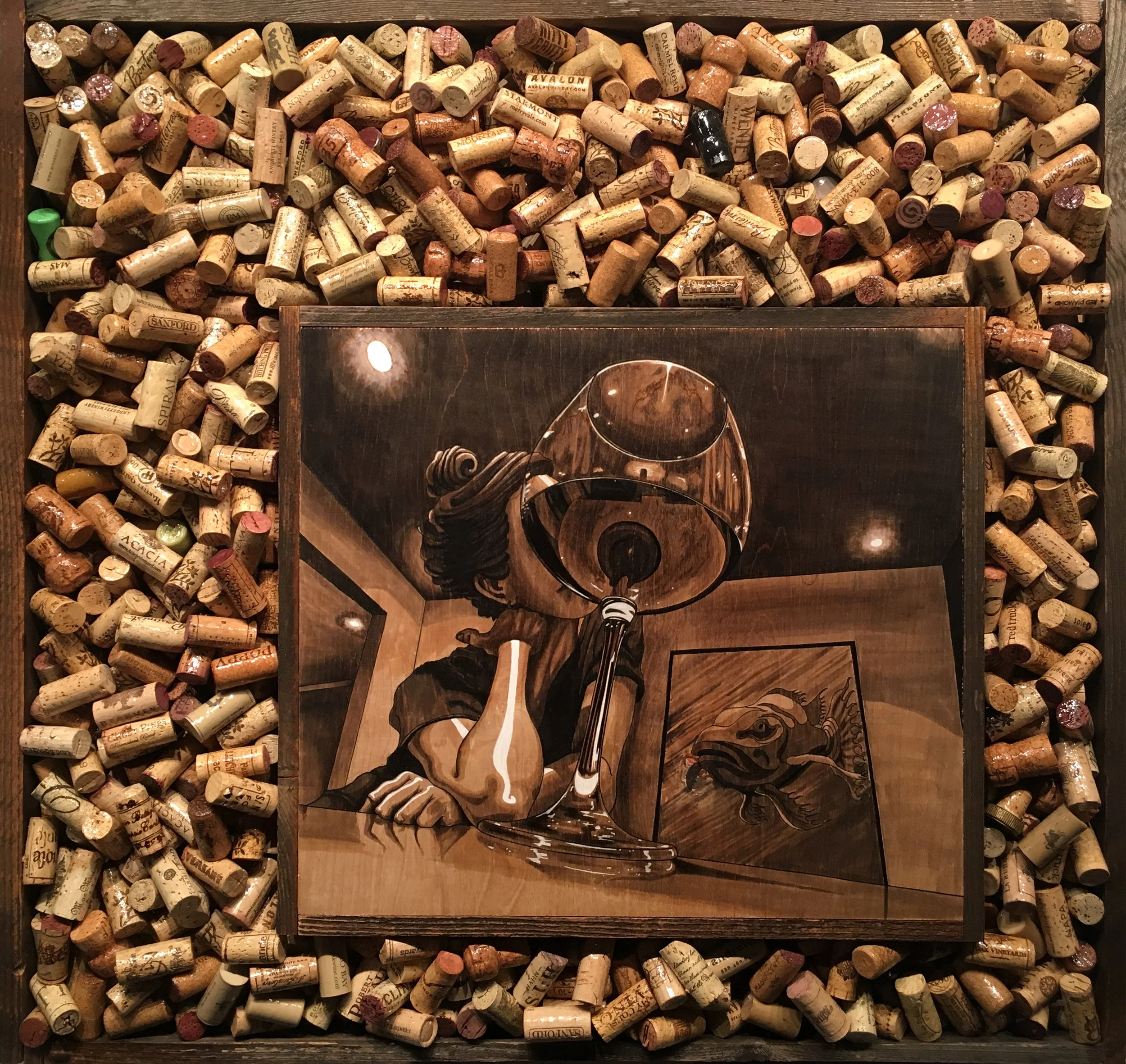 Me oh my (framed in corks)