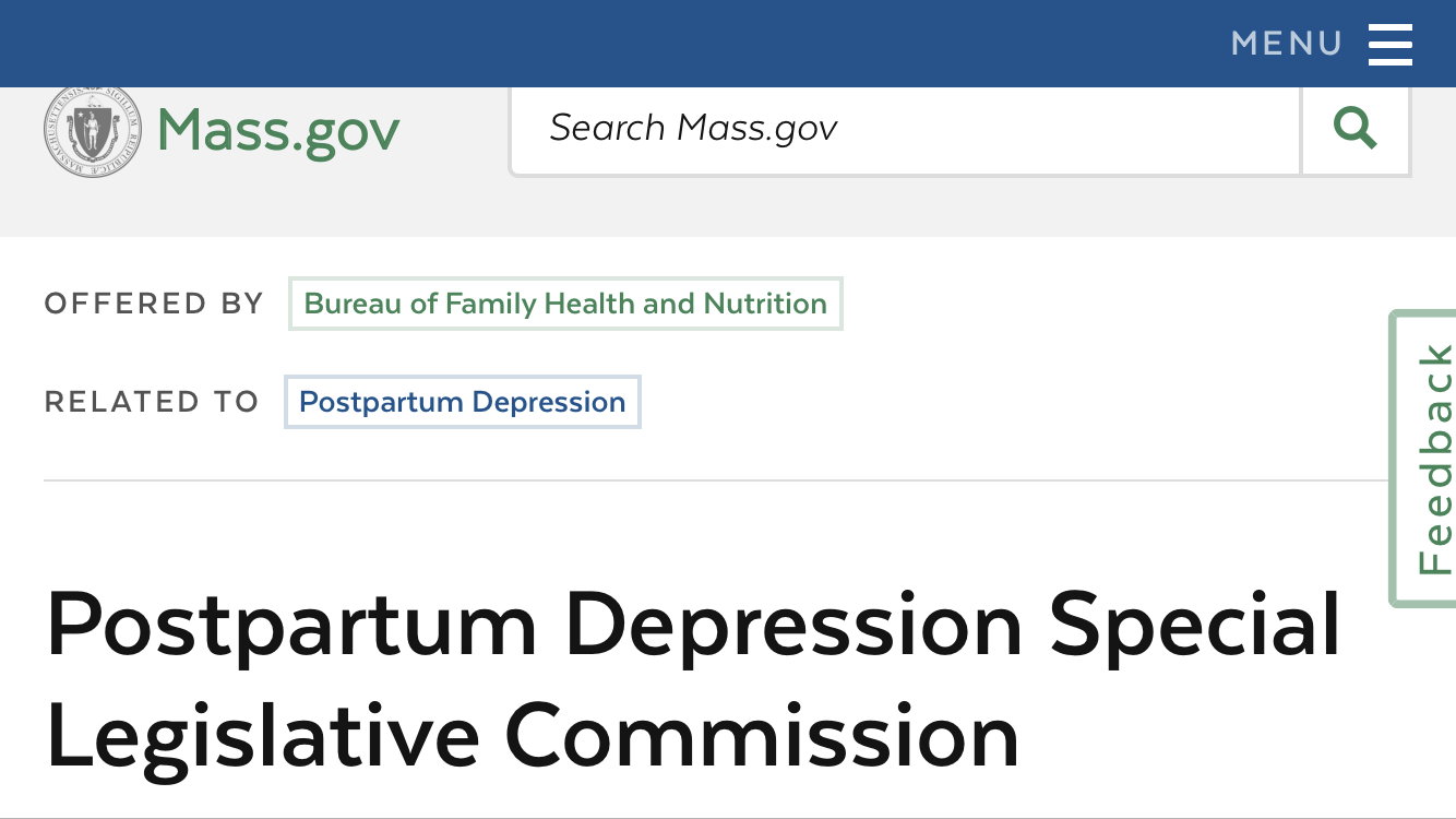 Massachusetts Postpartum Depression Special‪ ‬Legislative Commission Meeting at The State House ‪Wednesday, December 19th from 5:30-7:30PM ‬Room 428 