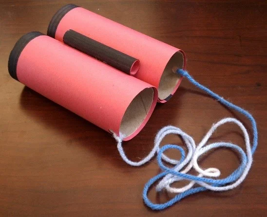 Paper towel tubes for pretend binoculars/telescopes and building in general