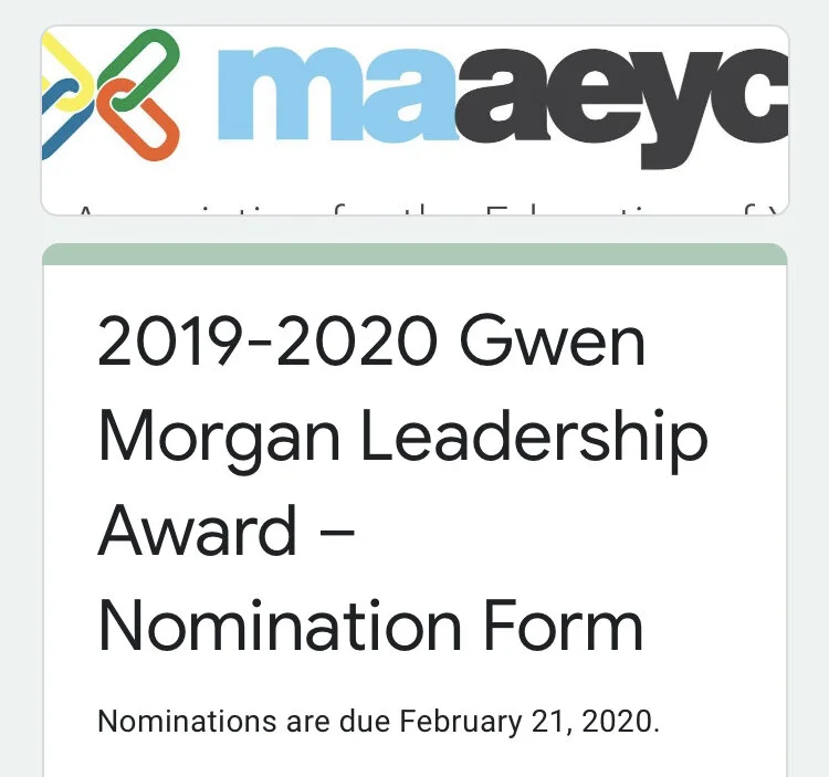 The Massachusetts Association for the Education of Young Children is Soliciting Nominations for Gwen Morgan Leadership Award