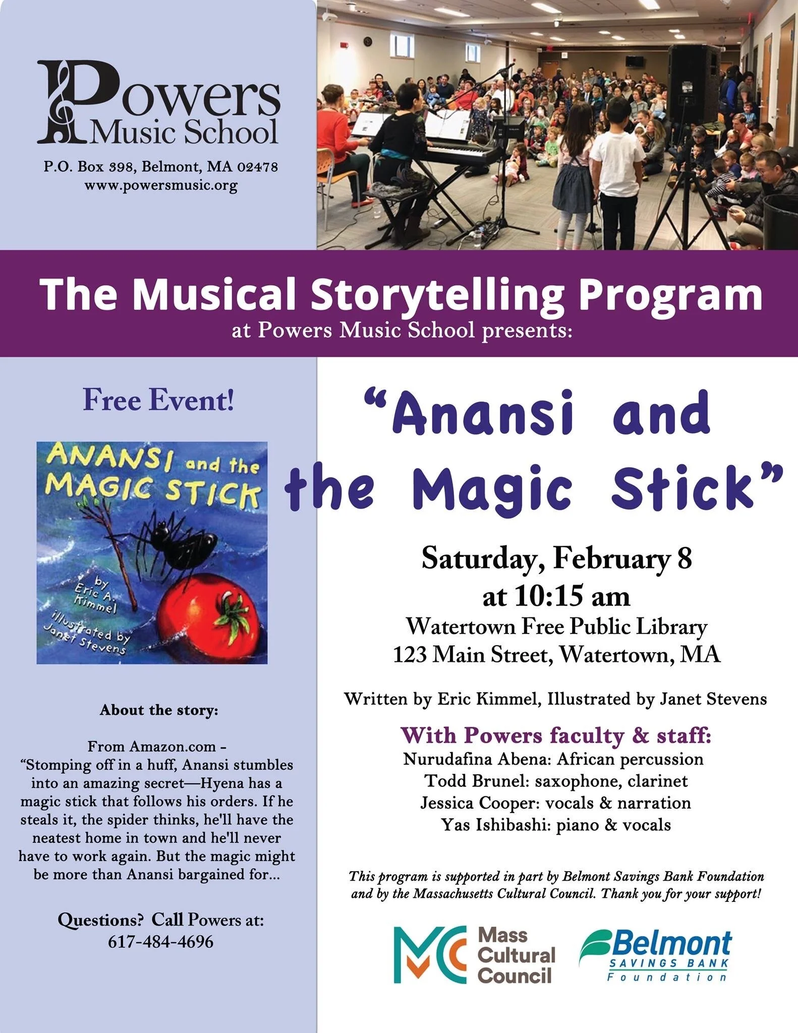 Powers Music School Present Musical Storytelling of "Anansi and the Magic Stick" at Watertown Public Library 