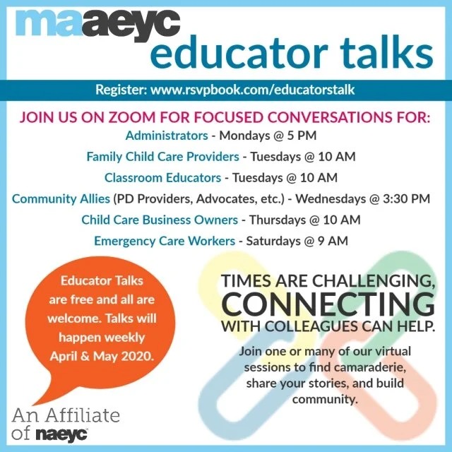 MAAEYC Educator Talks are extended through May