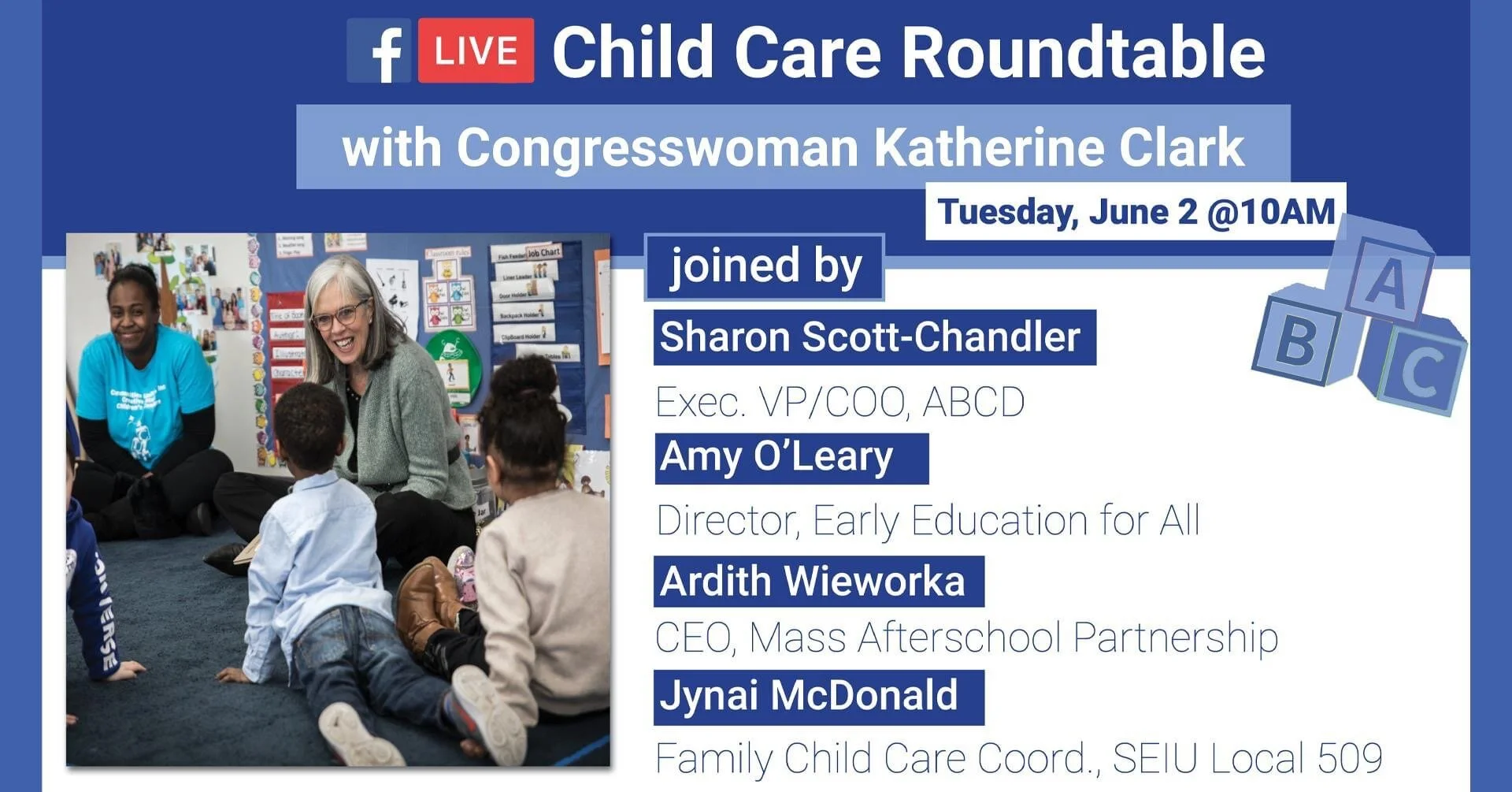 Massachusetts Congresswomen Katherine Clark to Host Child Care RoundTable On June 2