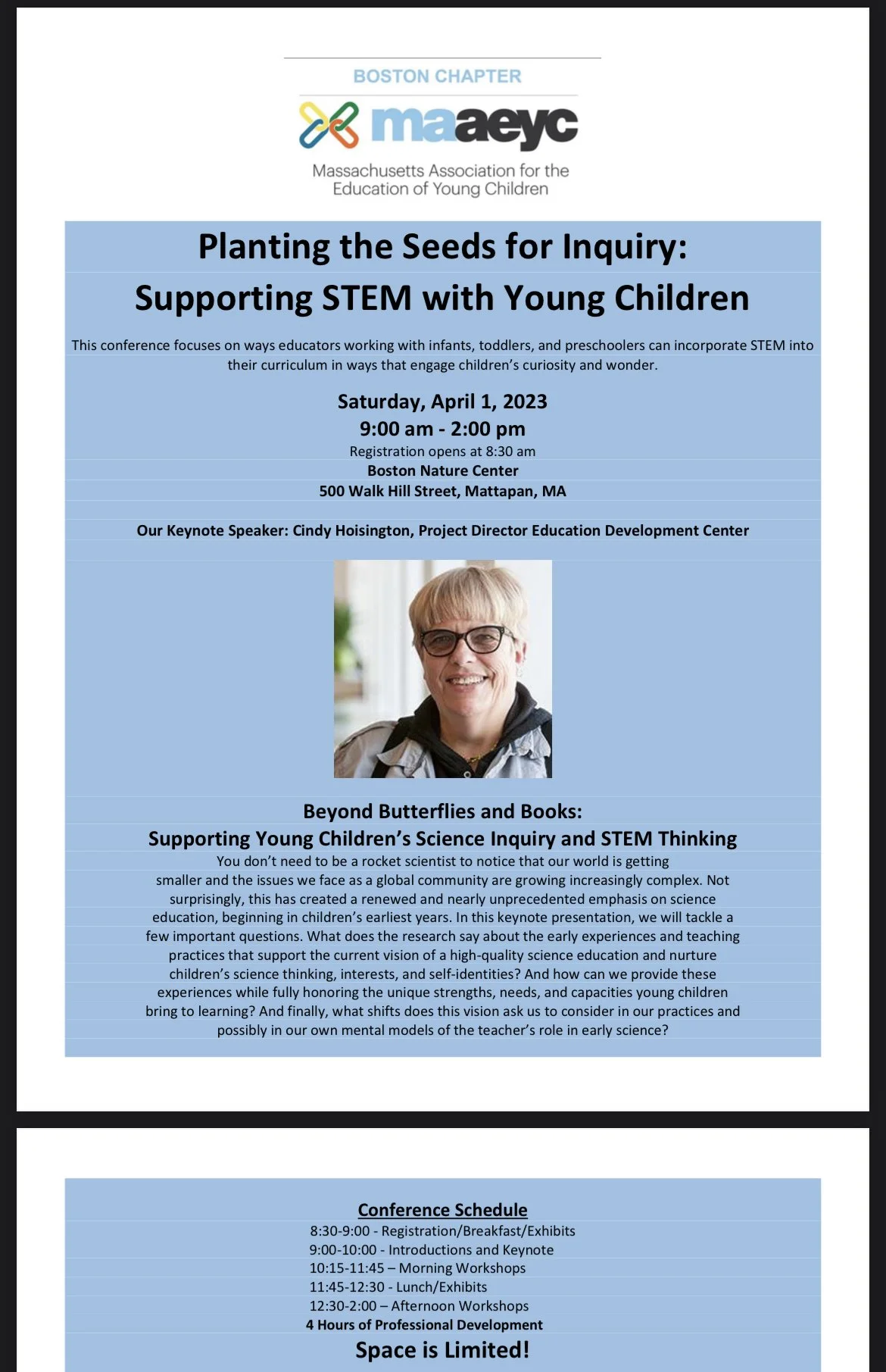 Boston Chapter of MAAEYC STEM Conference on April 1