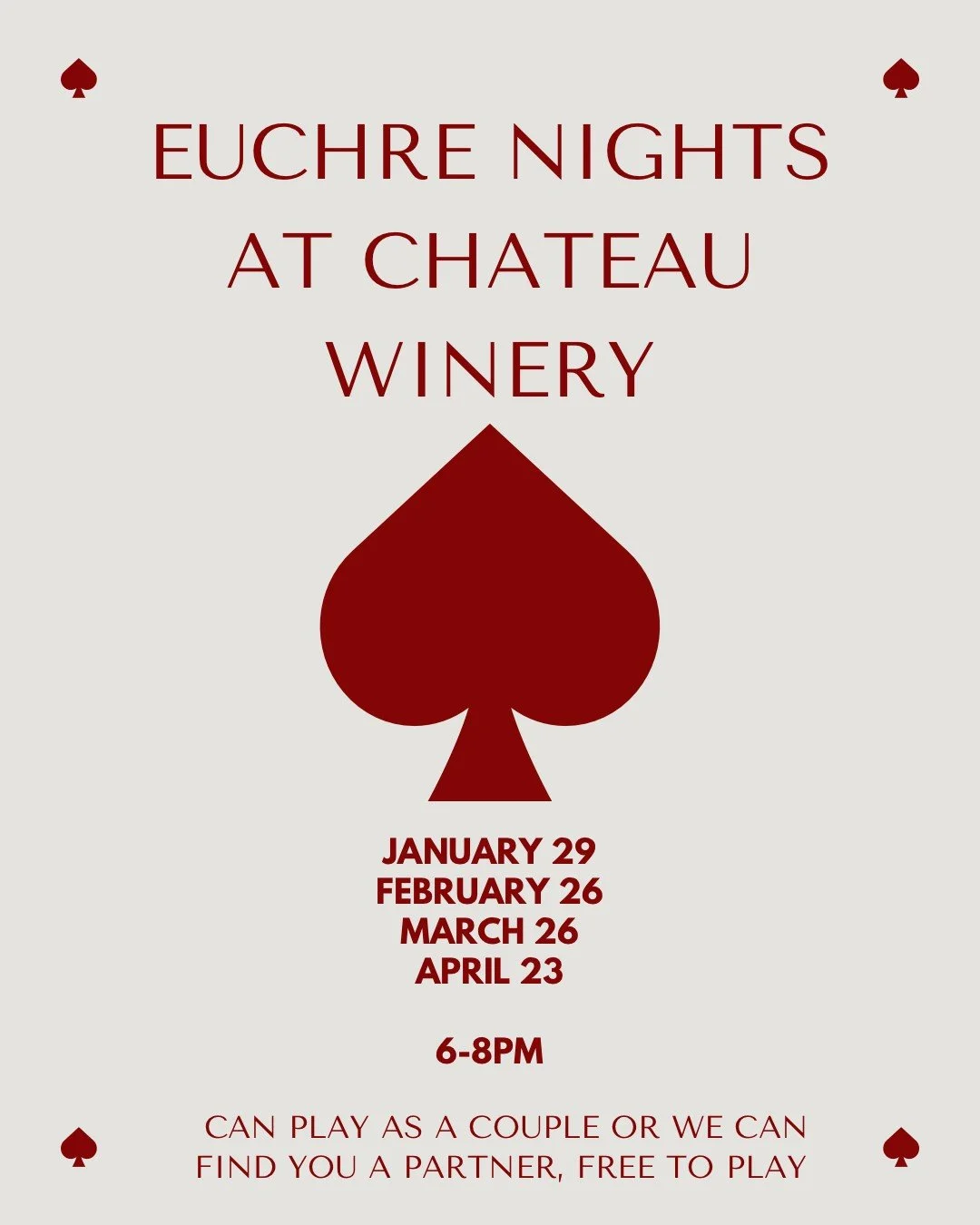 Chateau Winery &amp; Vineyard - Euchre Night