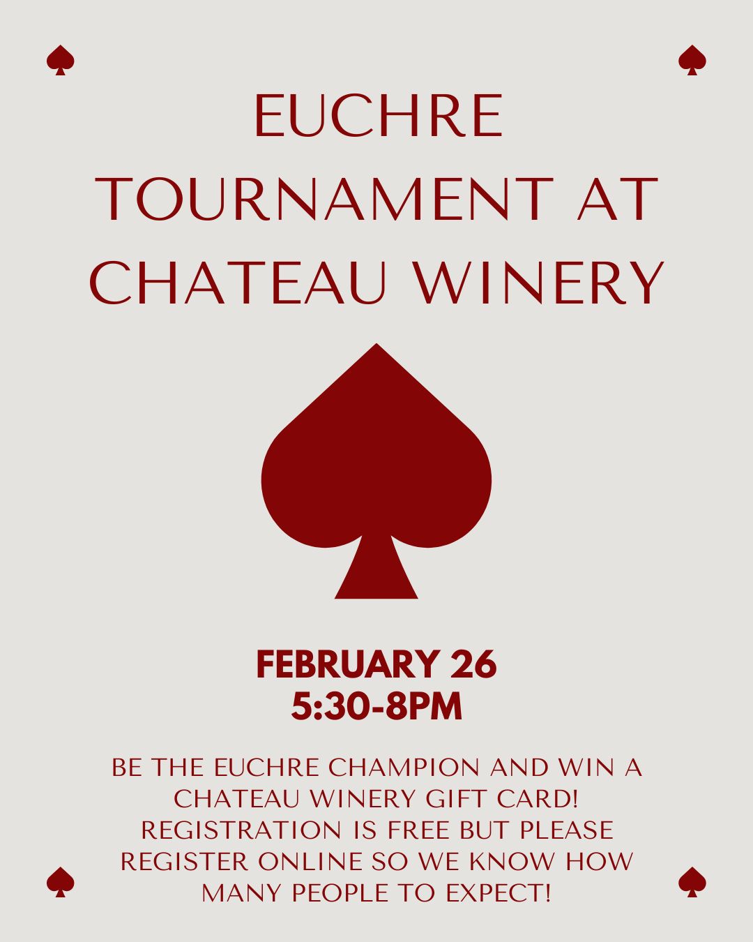 Chateau Winery &amp; Vineyard - Euchre Night 