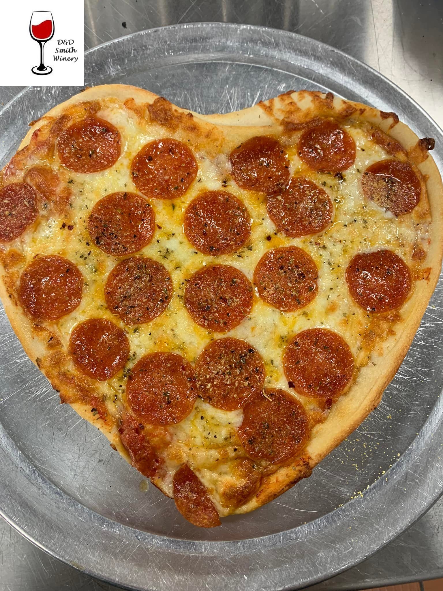 D &amp; D Smith Winery - Heart Shape Pizza &amp; Bottle of D&amp;D Wine $25 