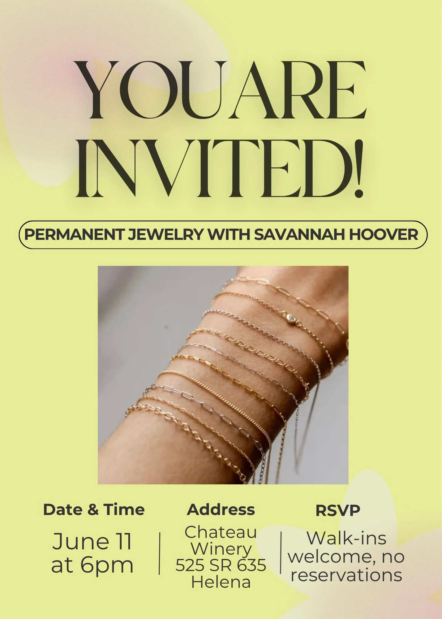 Chateau Winery &amp; Vineyard - Permanent Jewelry Pop-Up 