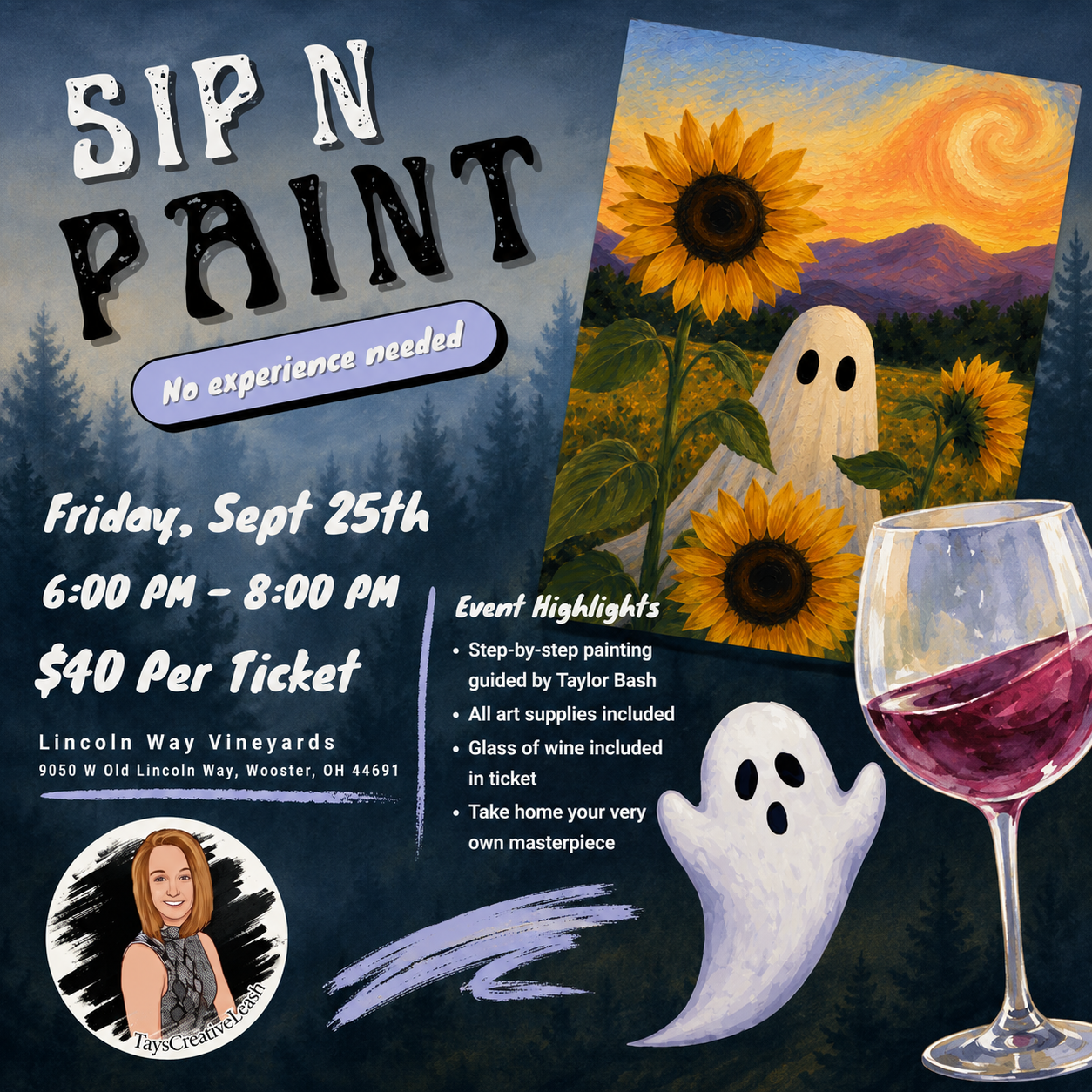 Lincoln Way Vineyards - September Sip N Paint with Taylor Bash 
