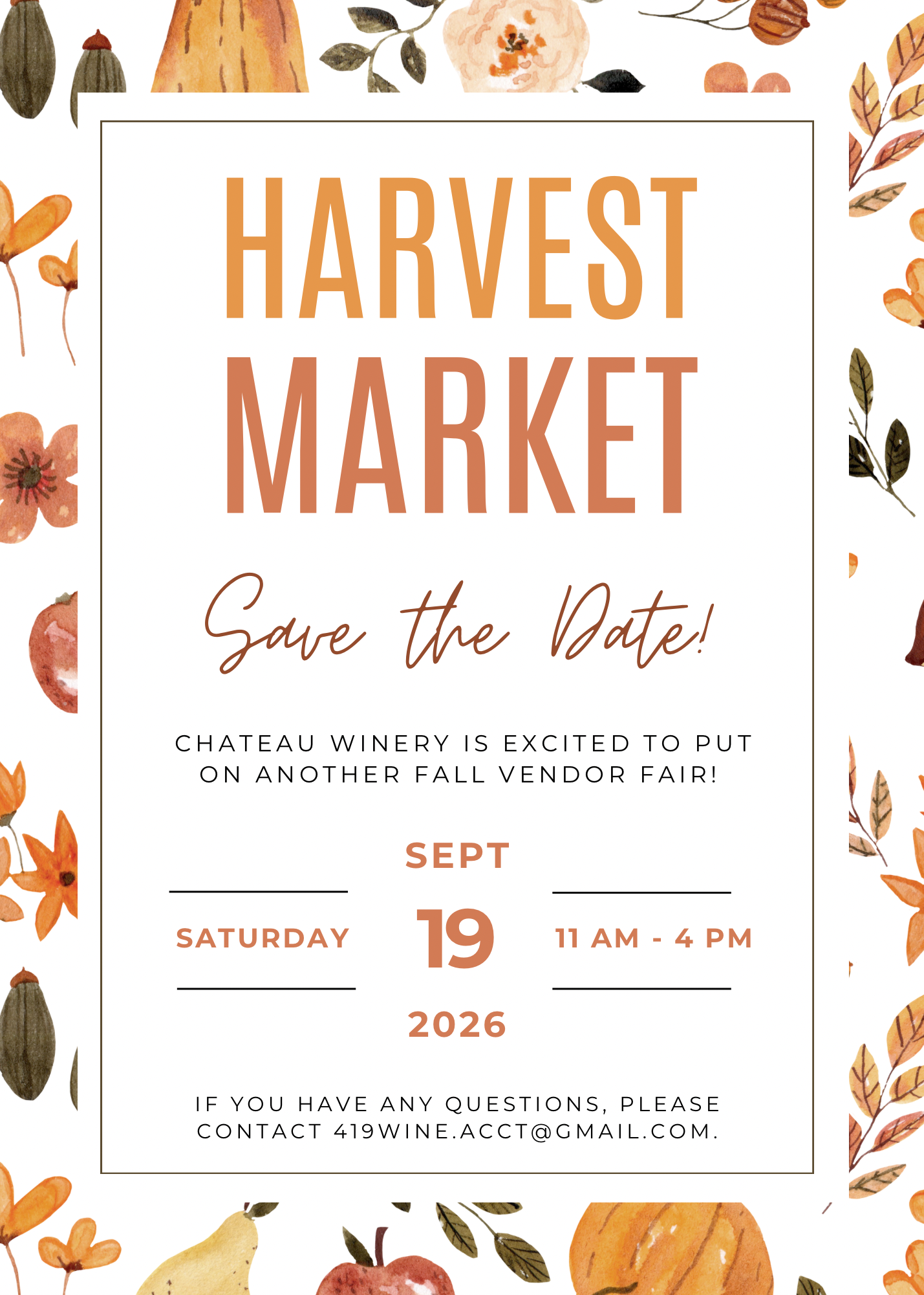 Chateau Winery &amp; Vineyard - Harvest Market Vendor Event 