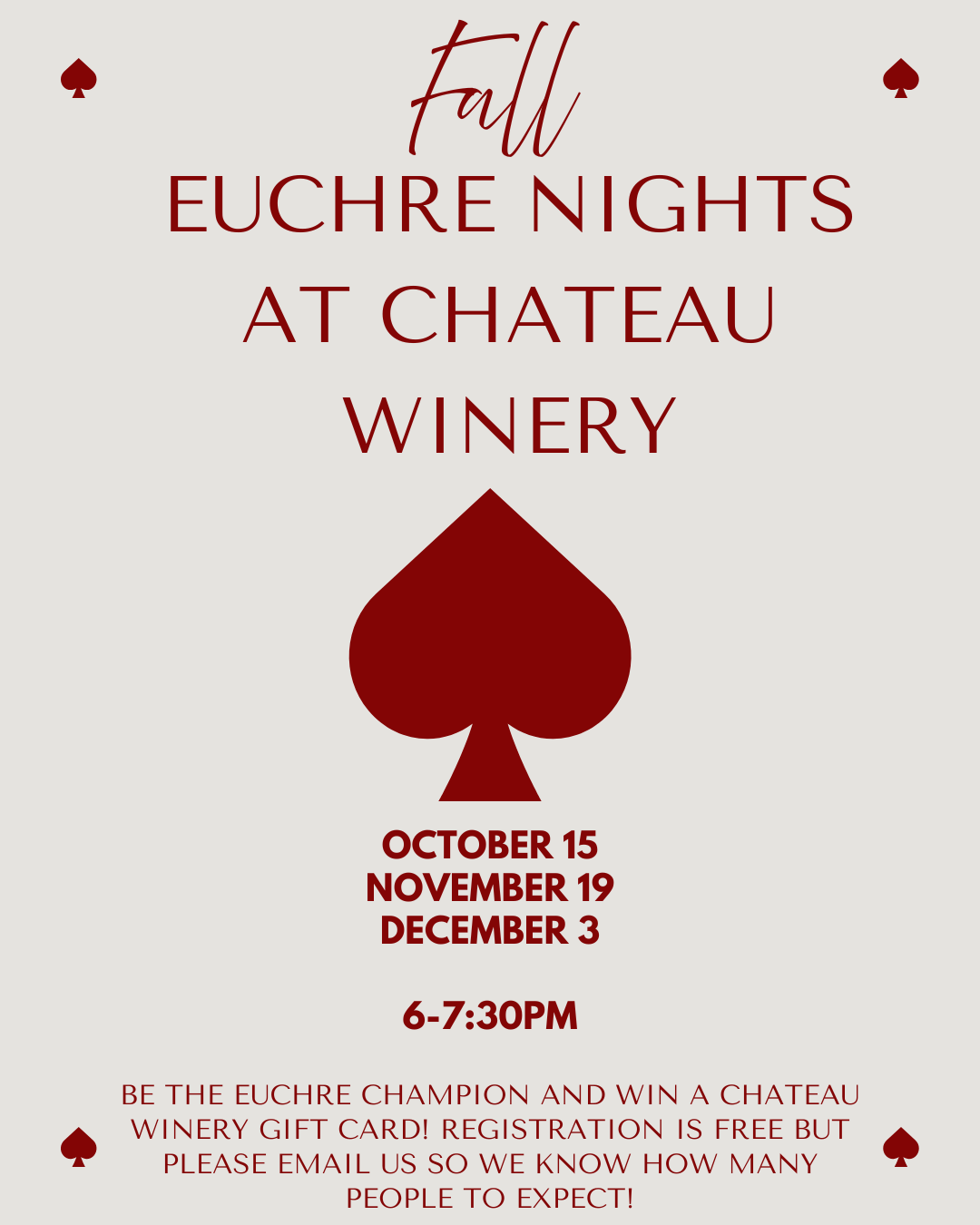 Chateau Winery &amp; Vineyard - Fall Euchre Tournament 