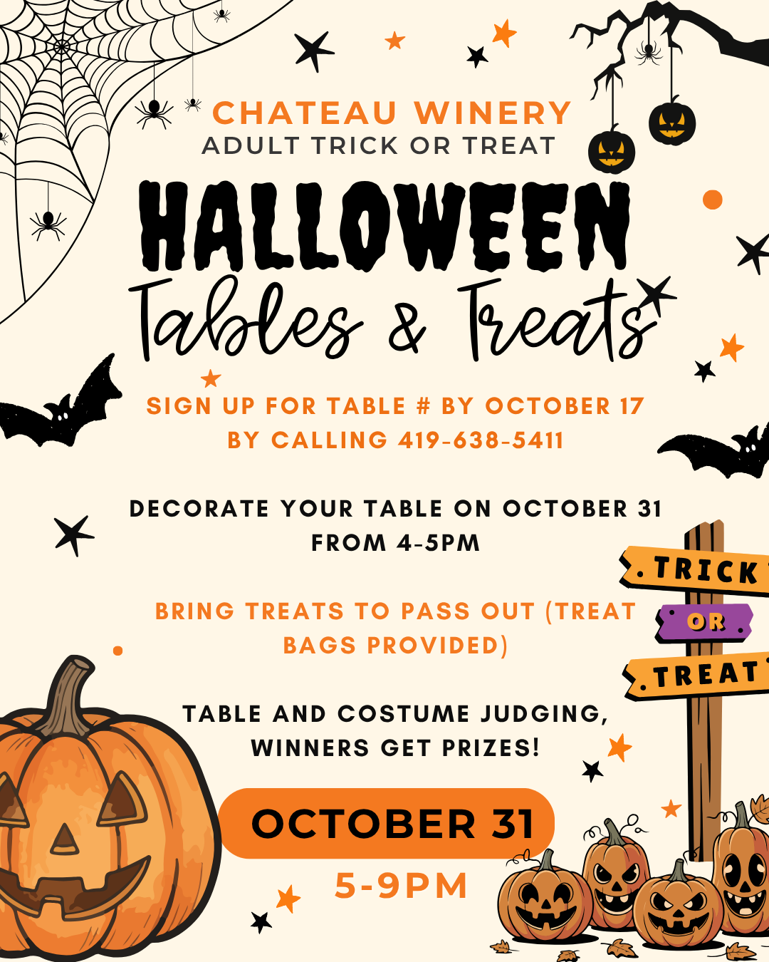 Chateau Winery &amp; Vineyard - Tables &amp; Treats: Adult Trick-or-Treat Event 