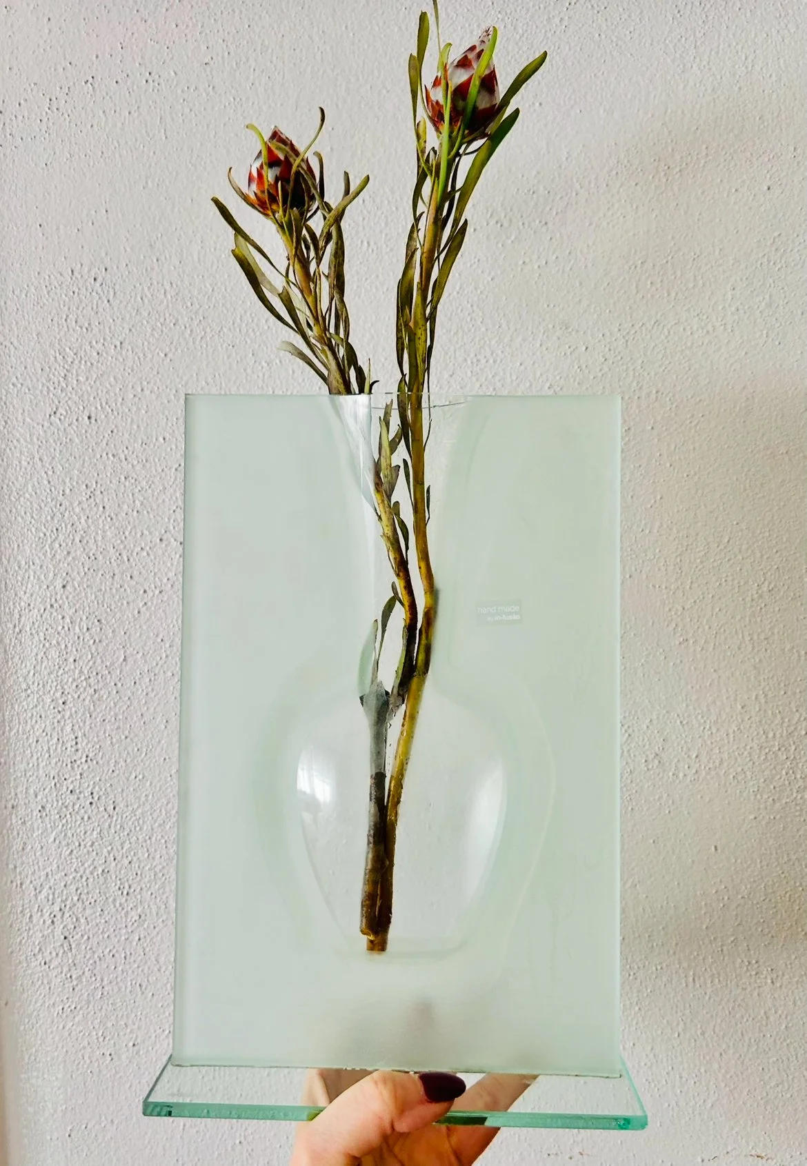 Marinha Grande Mglass Art Glass Vase 236016 Frosted To Clear In-Fusao Portugal