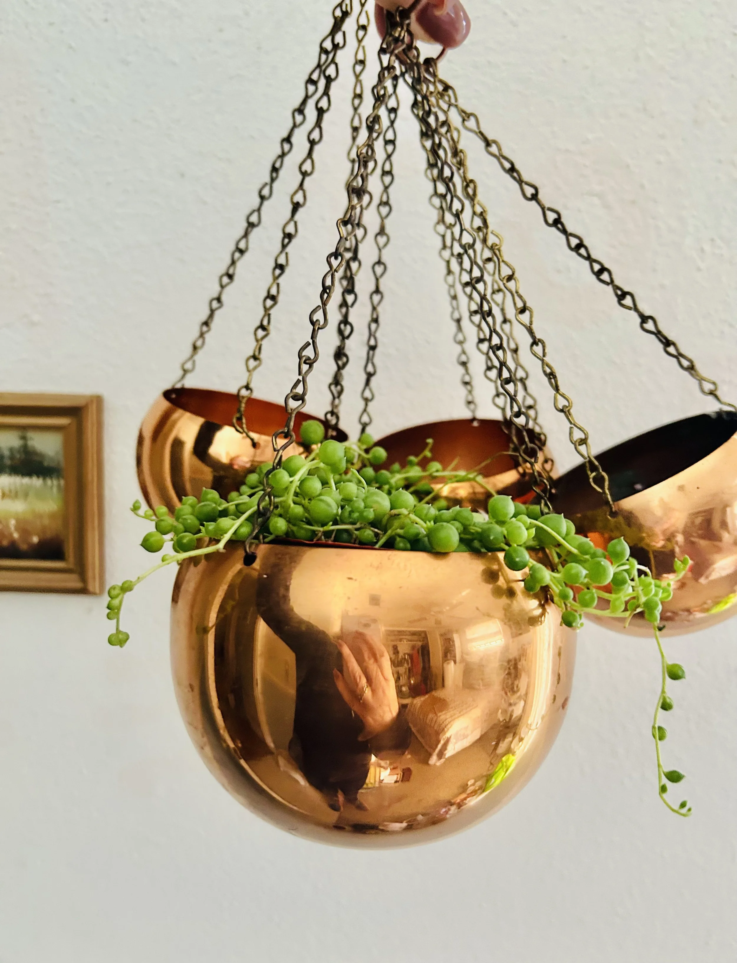 Vintage Coppercraft Guild Copper Small Round Bowl Hanging Planter