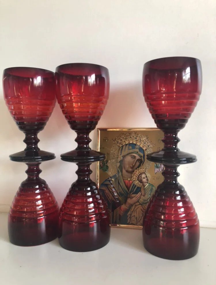 Vintage Paden City Penny Line Pedestal Wine Glasses