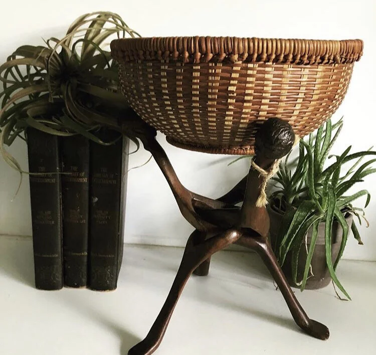 Vintage Hand Carved Ghana Wood 3 Head Unity African Sculpture