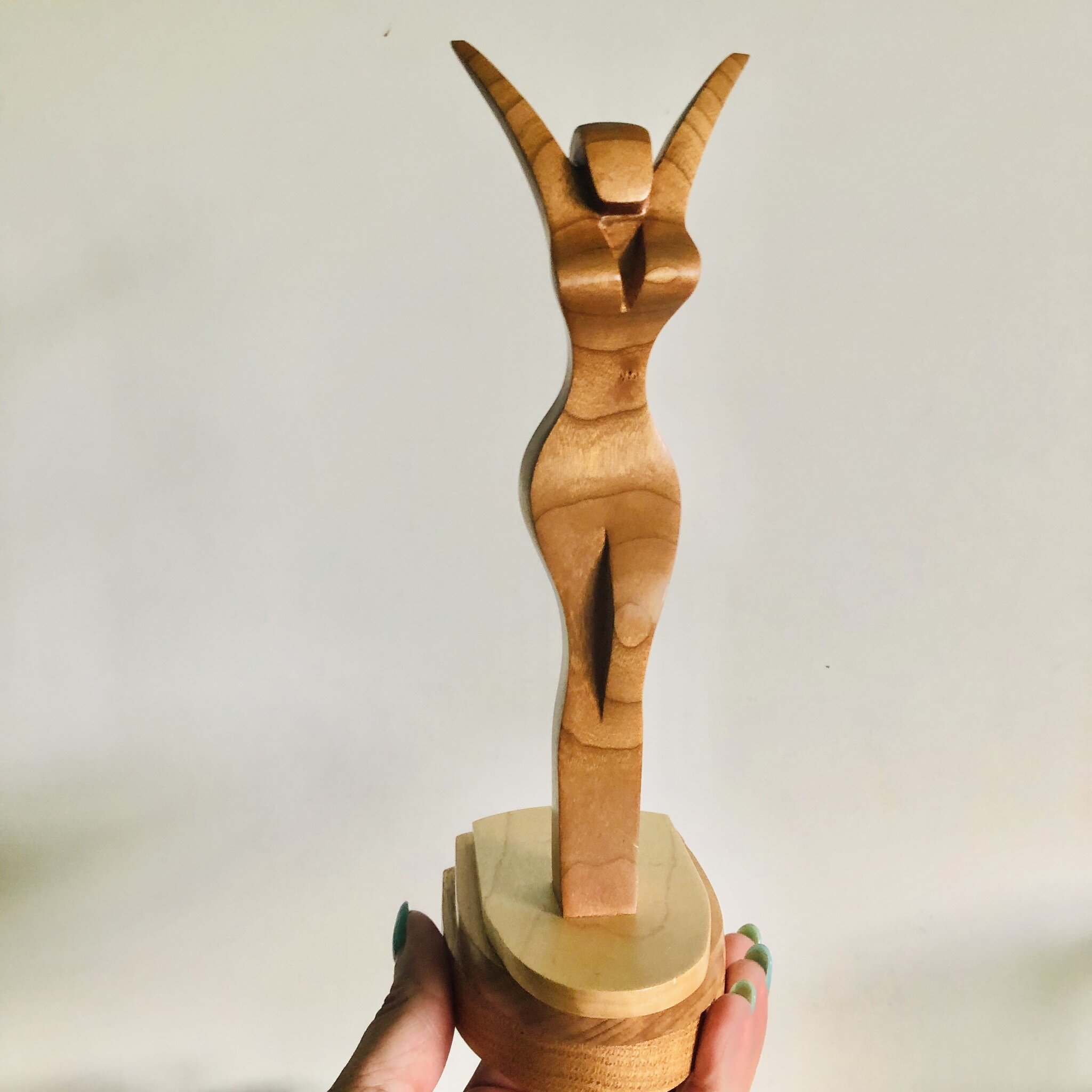 Vintage Carved Wood Female Sculpture