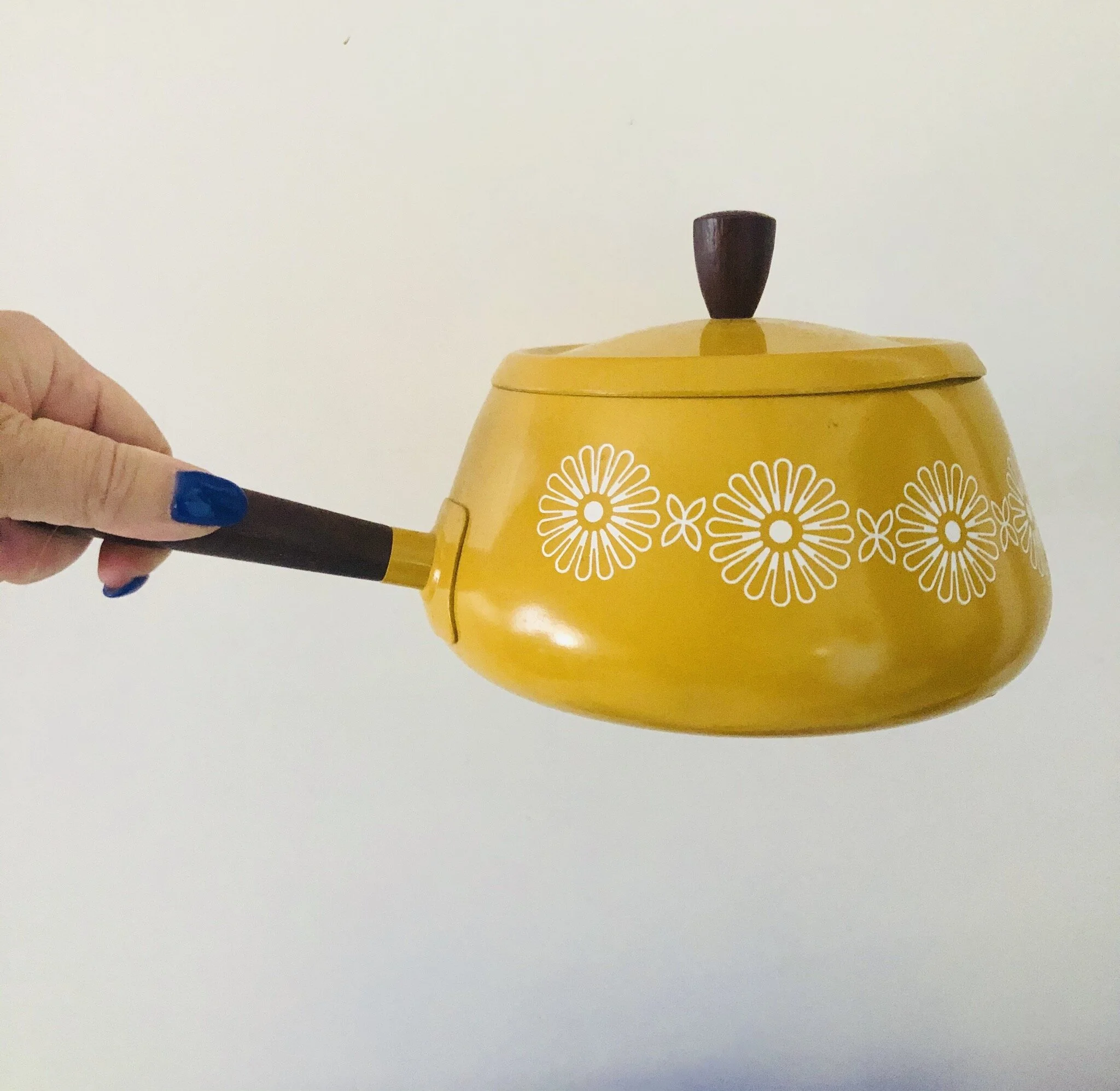 Midcentury Mustard Yellow Fondue Pot
