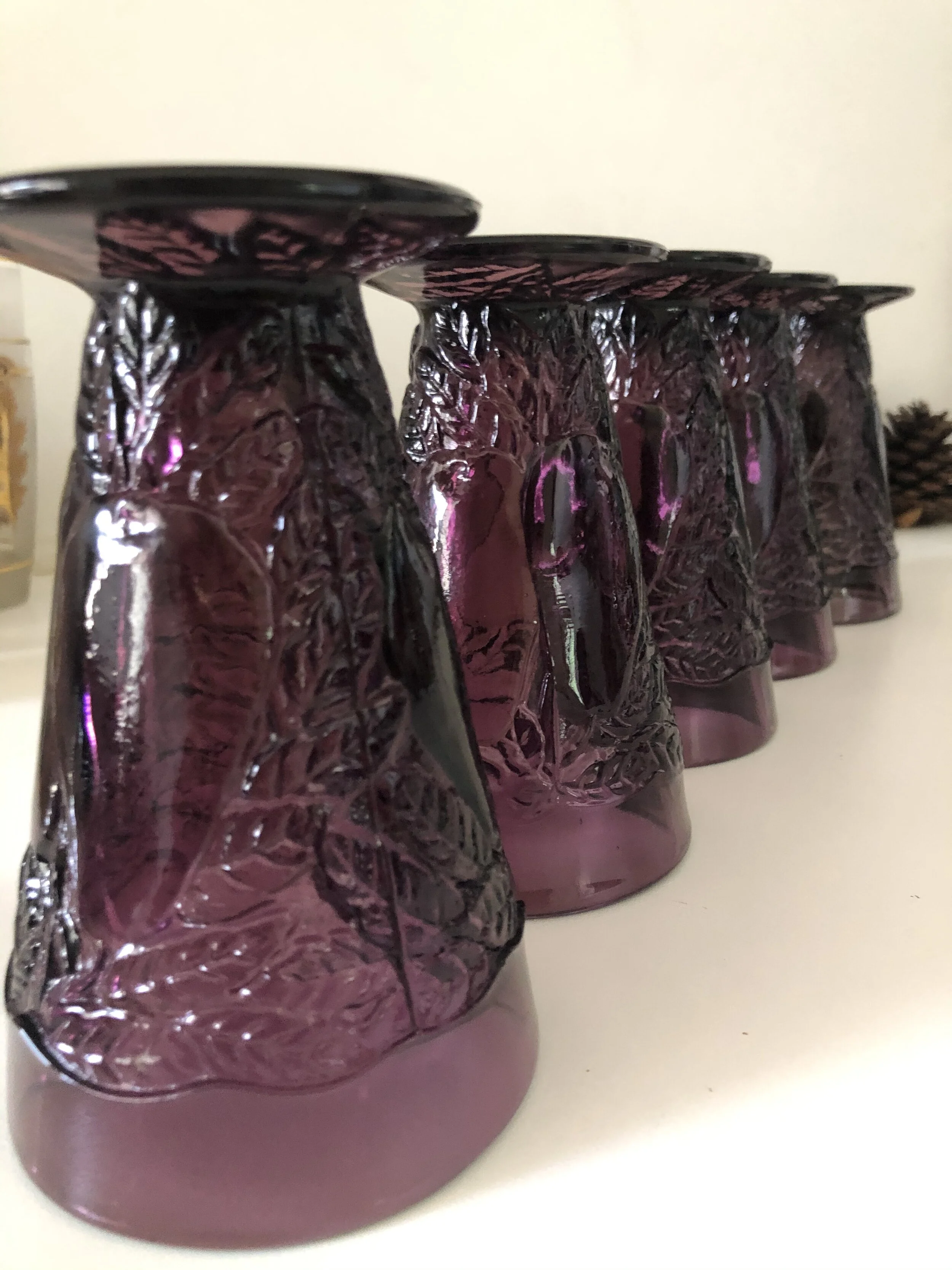 Vintage Deep Purple Pedestal Glasses
