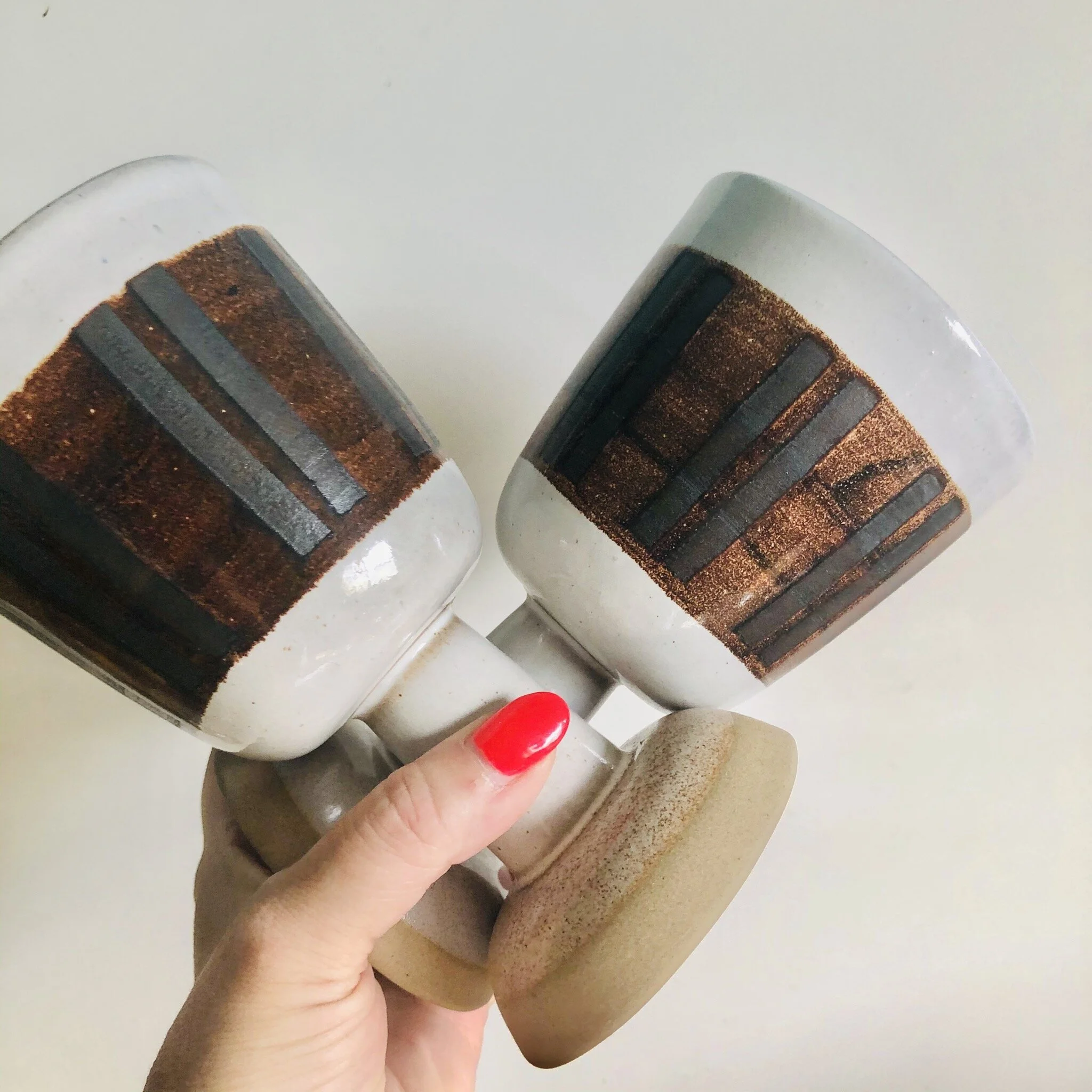 MIDCENTURY MARTZ POTTERY PEDESTAL CUPS