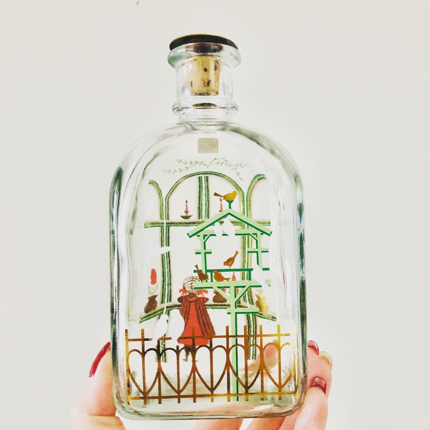 Vintage Holme Gaard Glass Hand Painted Decanter