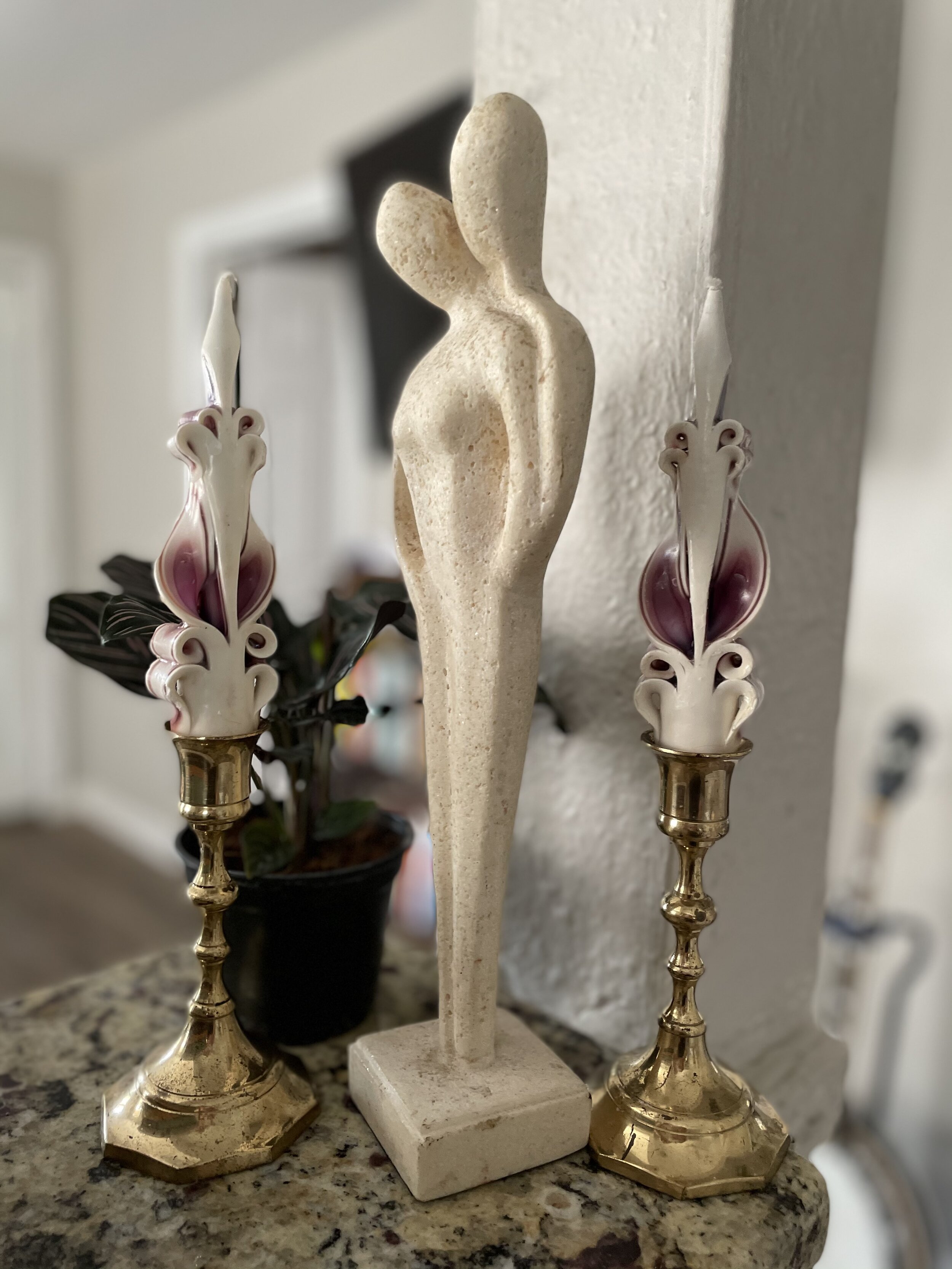 Vintage Modern Couple Embracing Sculpture