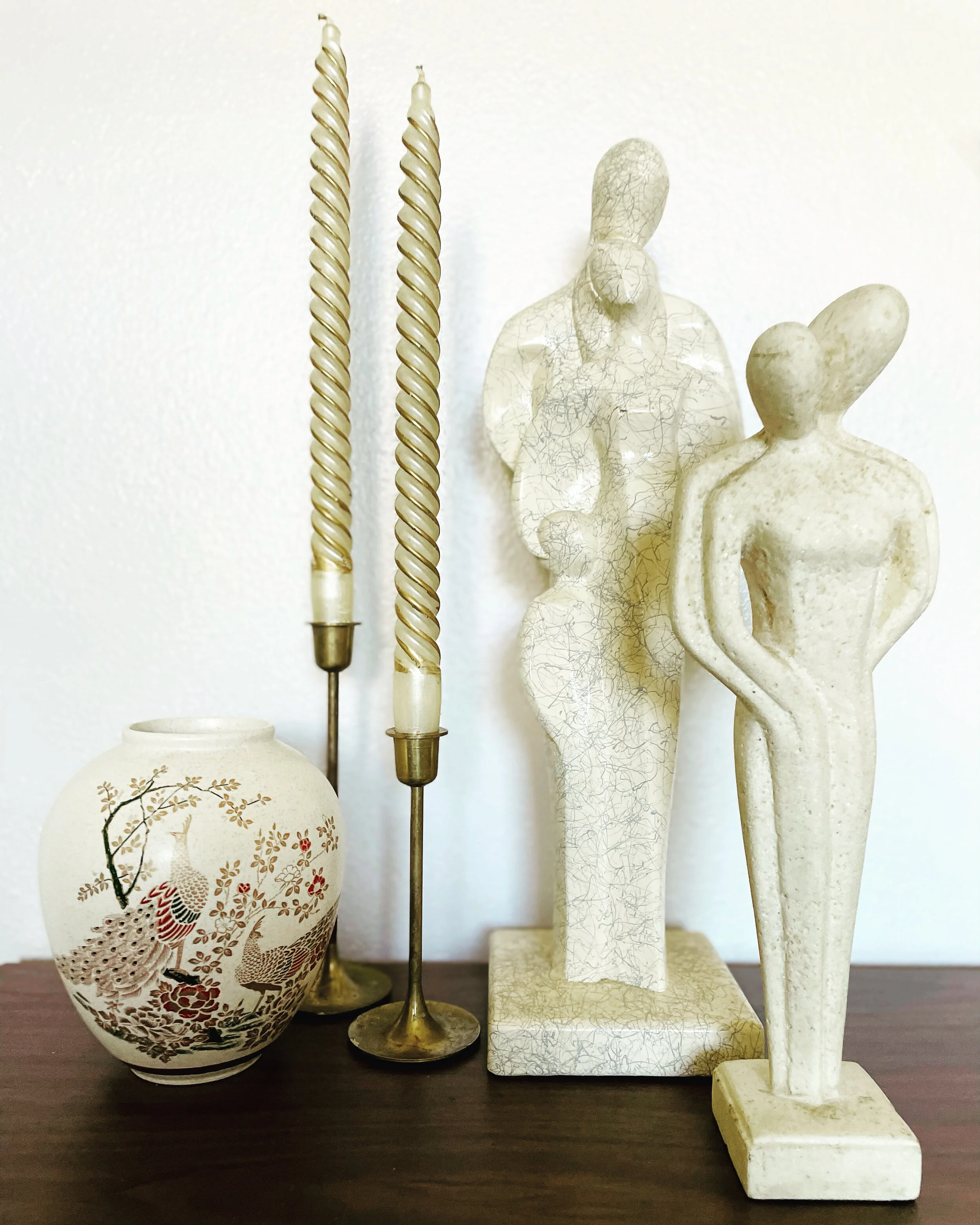 Vintage Blue Marbled Family Sculpture