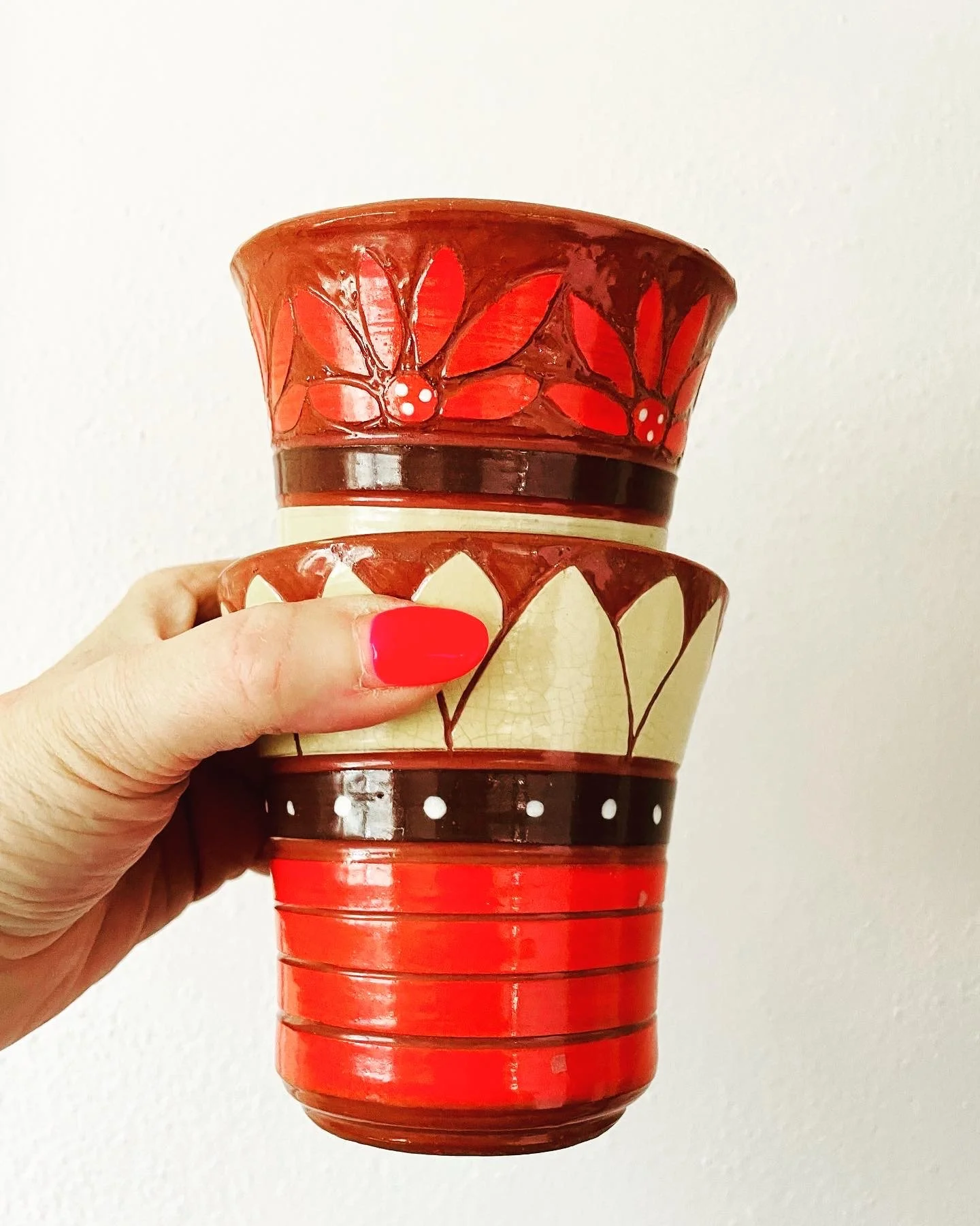 Vintage Handmade Terra Cotta Mugs